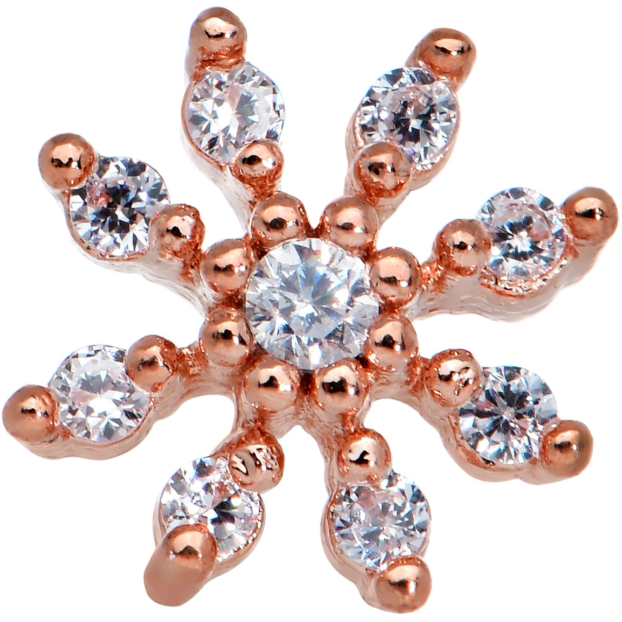 20G 1/4 Clear CZ Gem Stylish Rose Flower Nose Bone - Image 2
