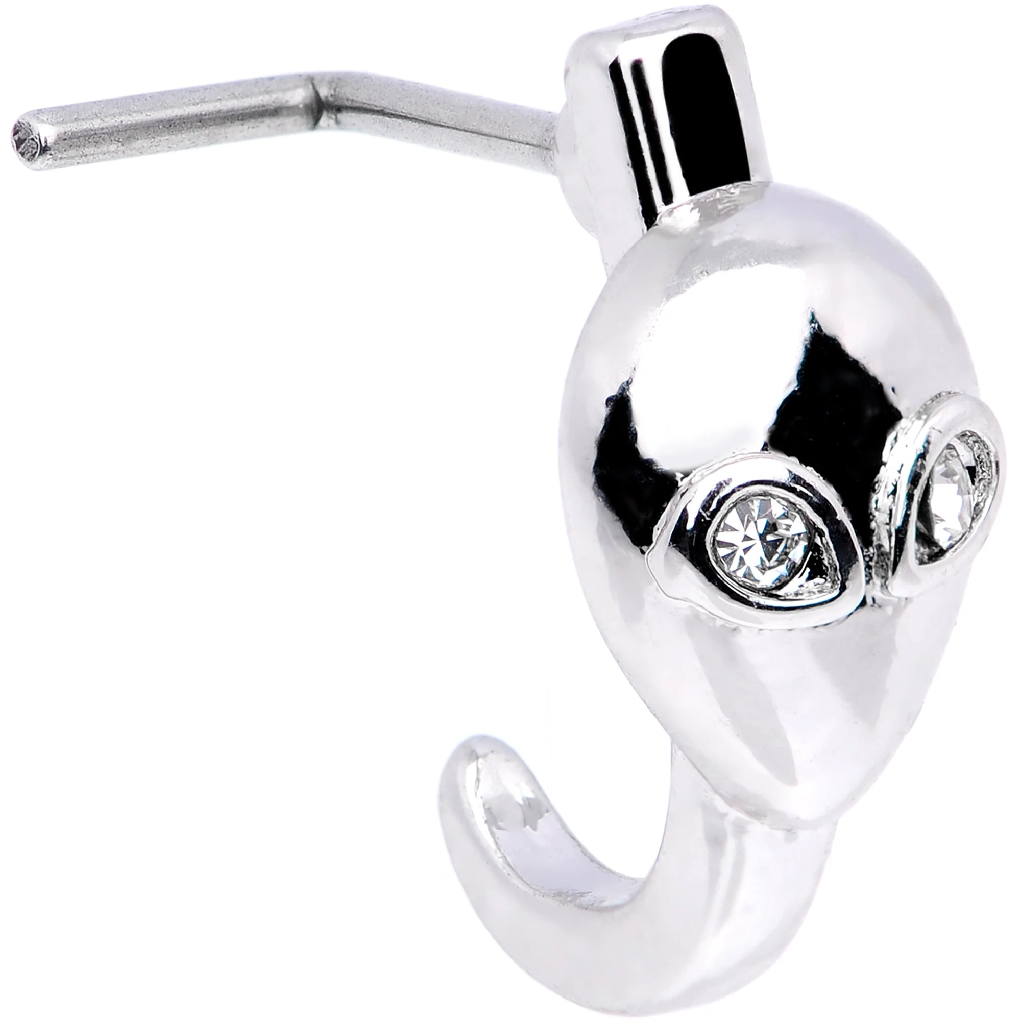 20G Clear Gem Alien Invader Faux Hoop L Shaped Nose Ring