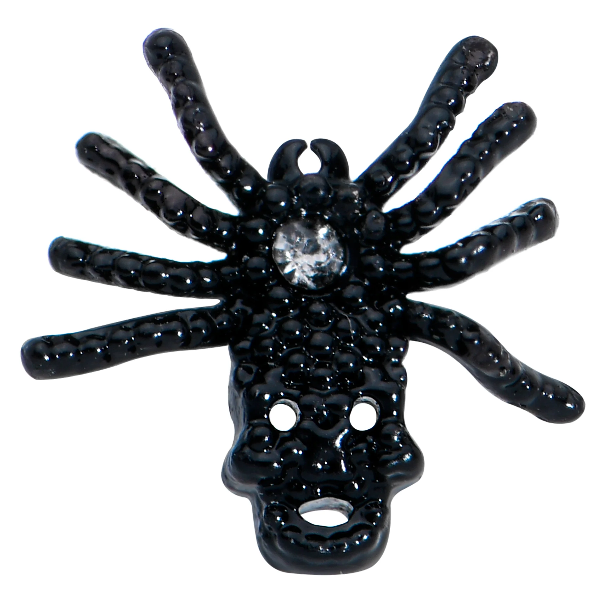 20G 1/4 Clear Gem Black Spider Halloween Nose Bone - Image 2