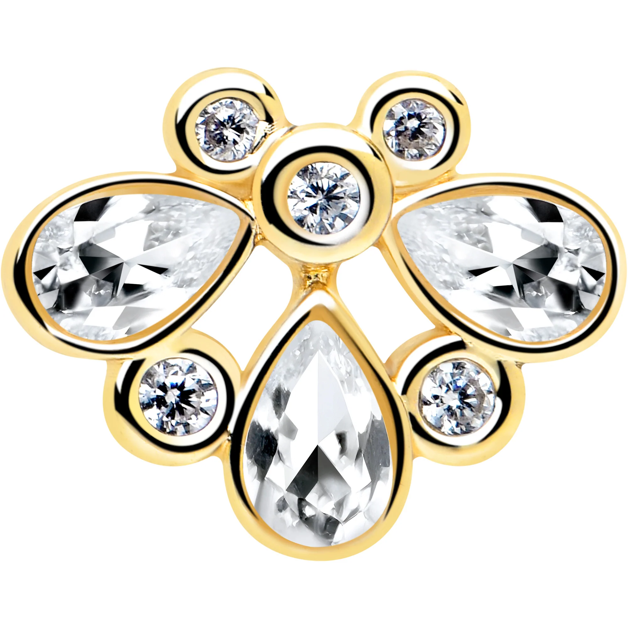 20G 1/4 Clear Gem Golden Crown Deluxe Nose Bone - Image 3
