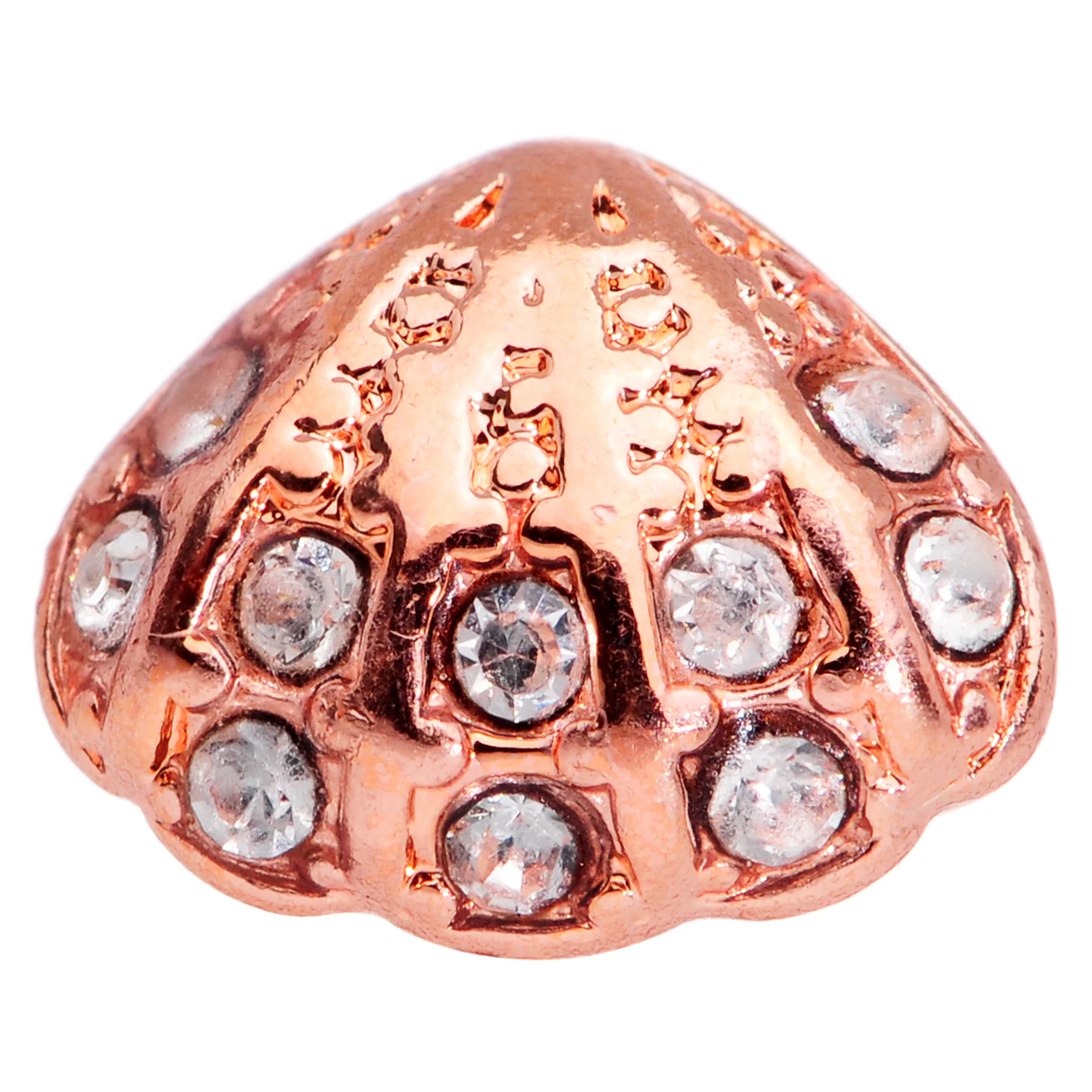 20G 1/4 Clear Gem Rose Gold Tone Shell Nose Bone - Image 3