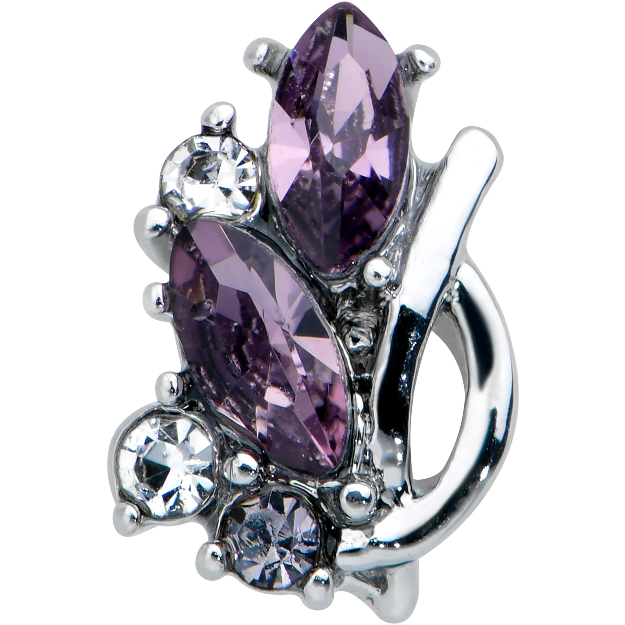 20G 1/4 Clear Purple Gem Abstract Elegance Nose Bone - Image 2