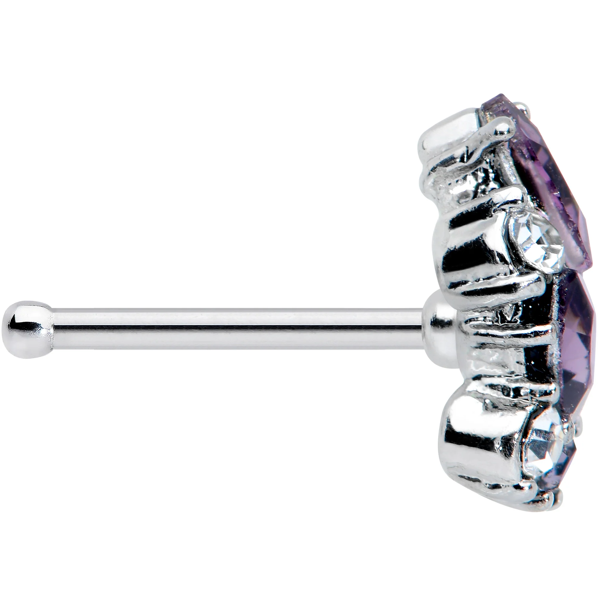 20G 1/4 Clear Purple Gem Abstract Elegance Nose Bone - Image 3