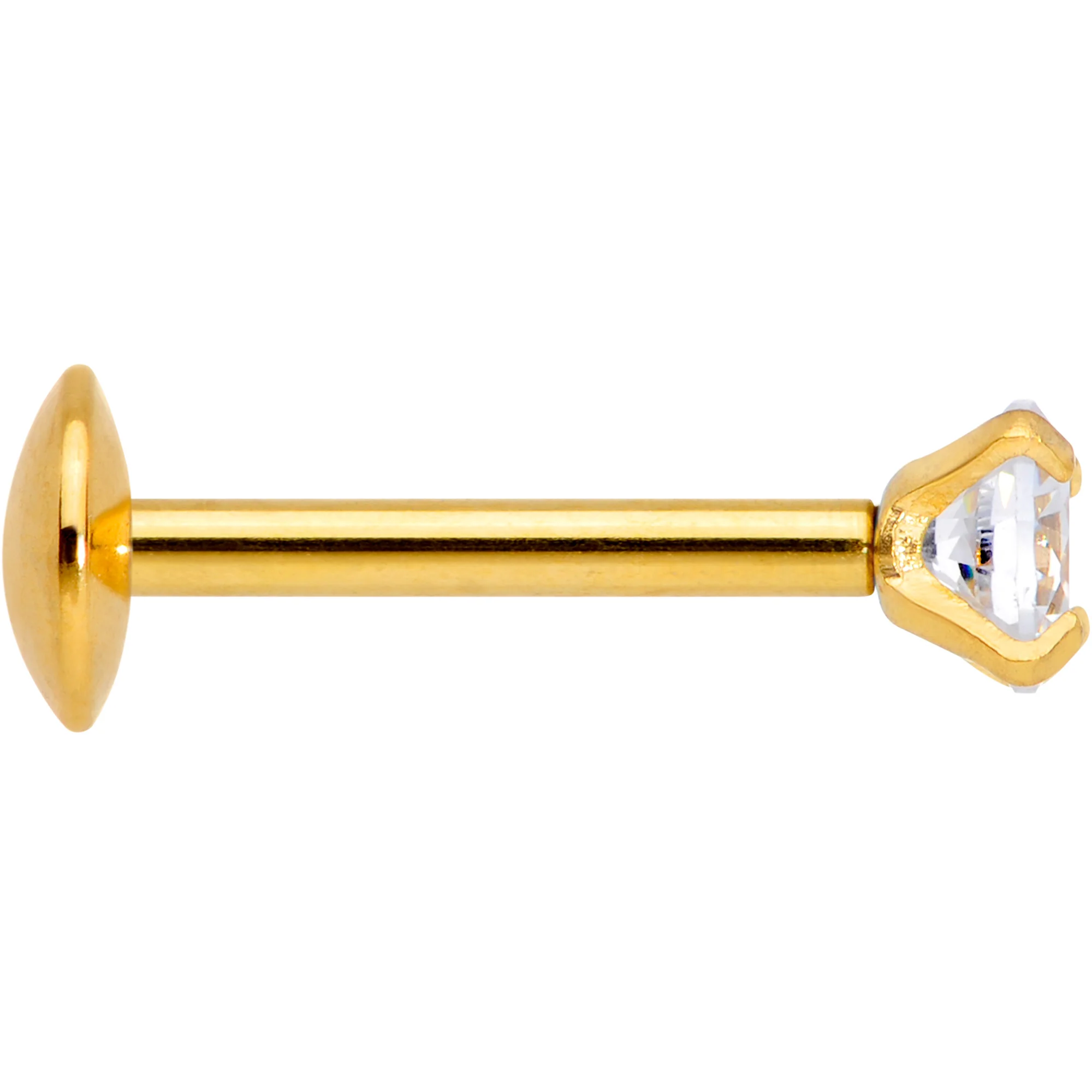 20G 1/4 CZ Gem Gold PVD 2mm Threadless Push In Labret Tragus - Image 3
