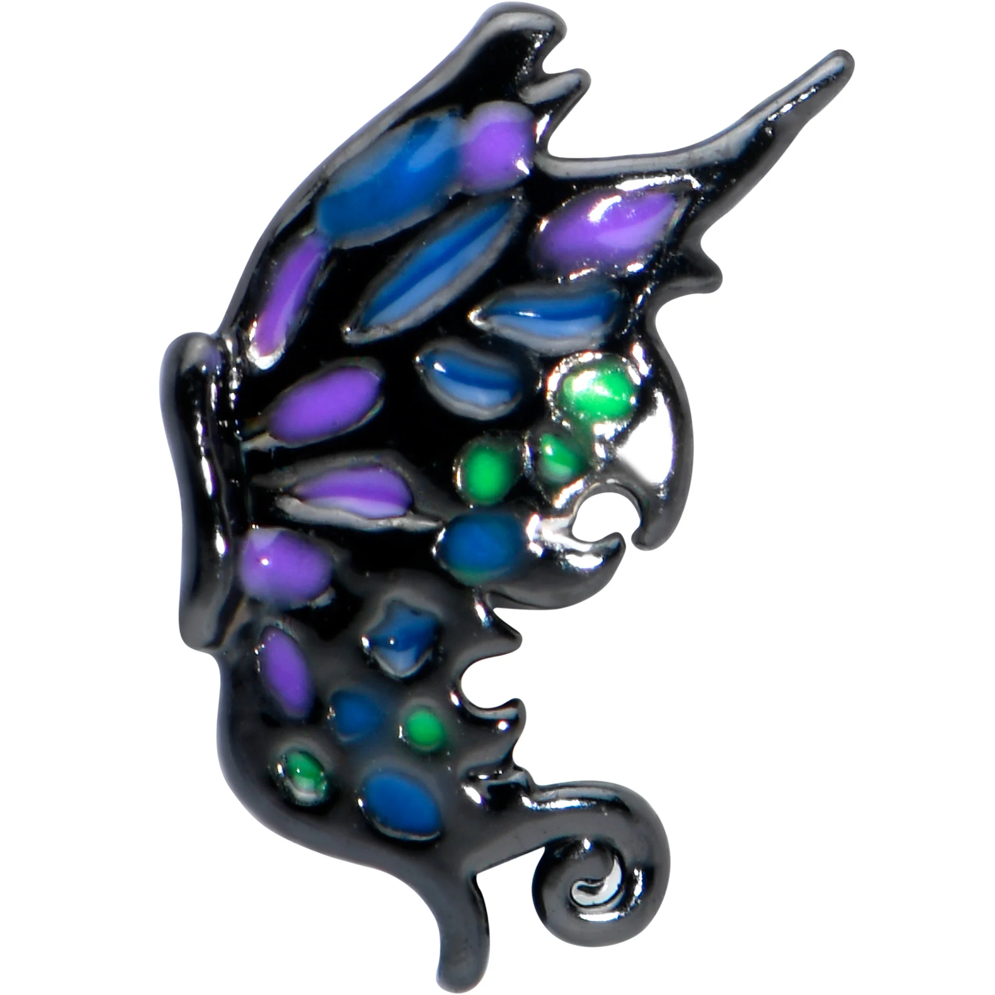 20G 1/4 Fantasy Black Faerie Wings Nose Bone - Image 2