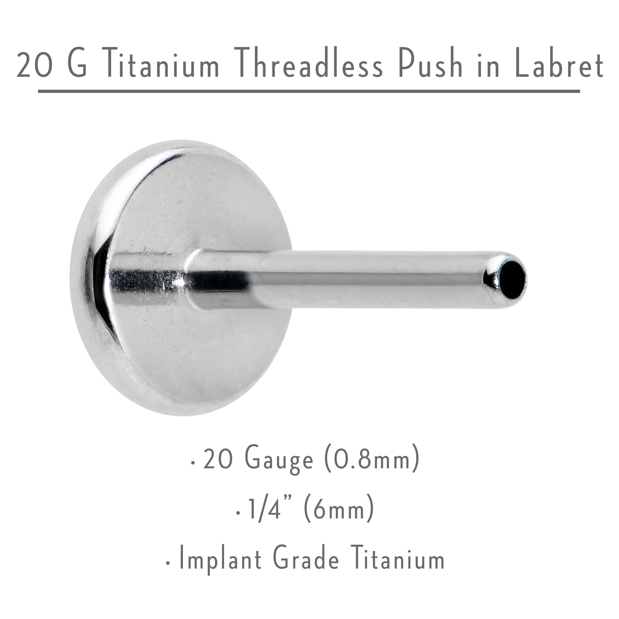20G 1/4 G23 Titanium Threadless Post Only Labret Tragus Nose - Image 3