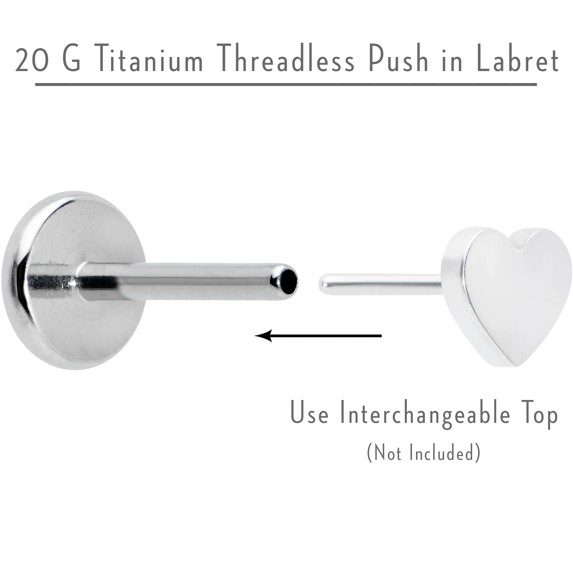 20G 1/4 G23 Titanium Threadless Post Only Labret Tragus Nose - Image 4