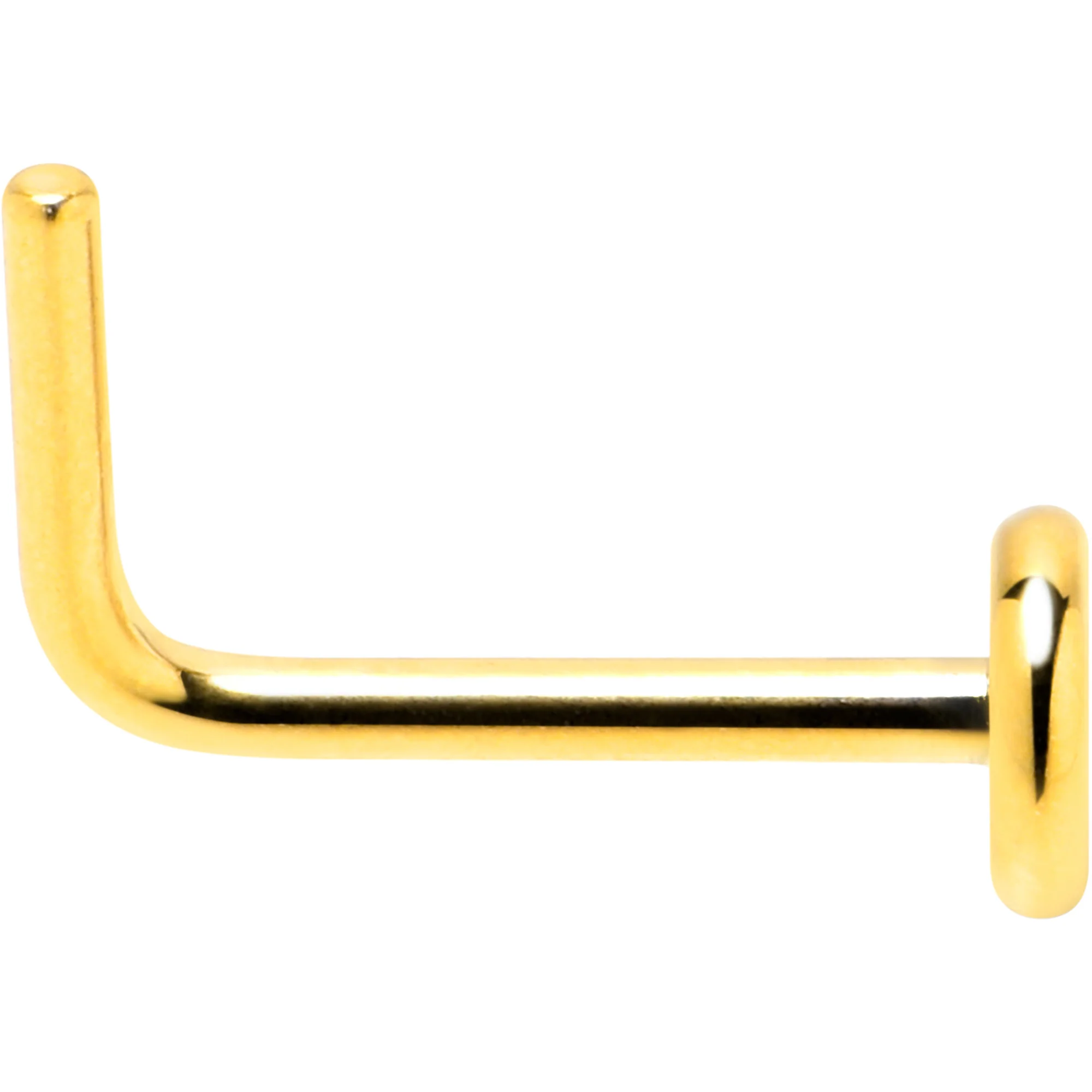 20G 1/4 Gold Tone ASTM F-136 Implant Grade Titanium 3mm Disc L Shape Nose Ring - Image 2