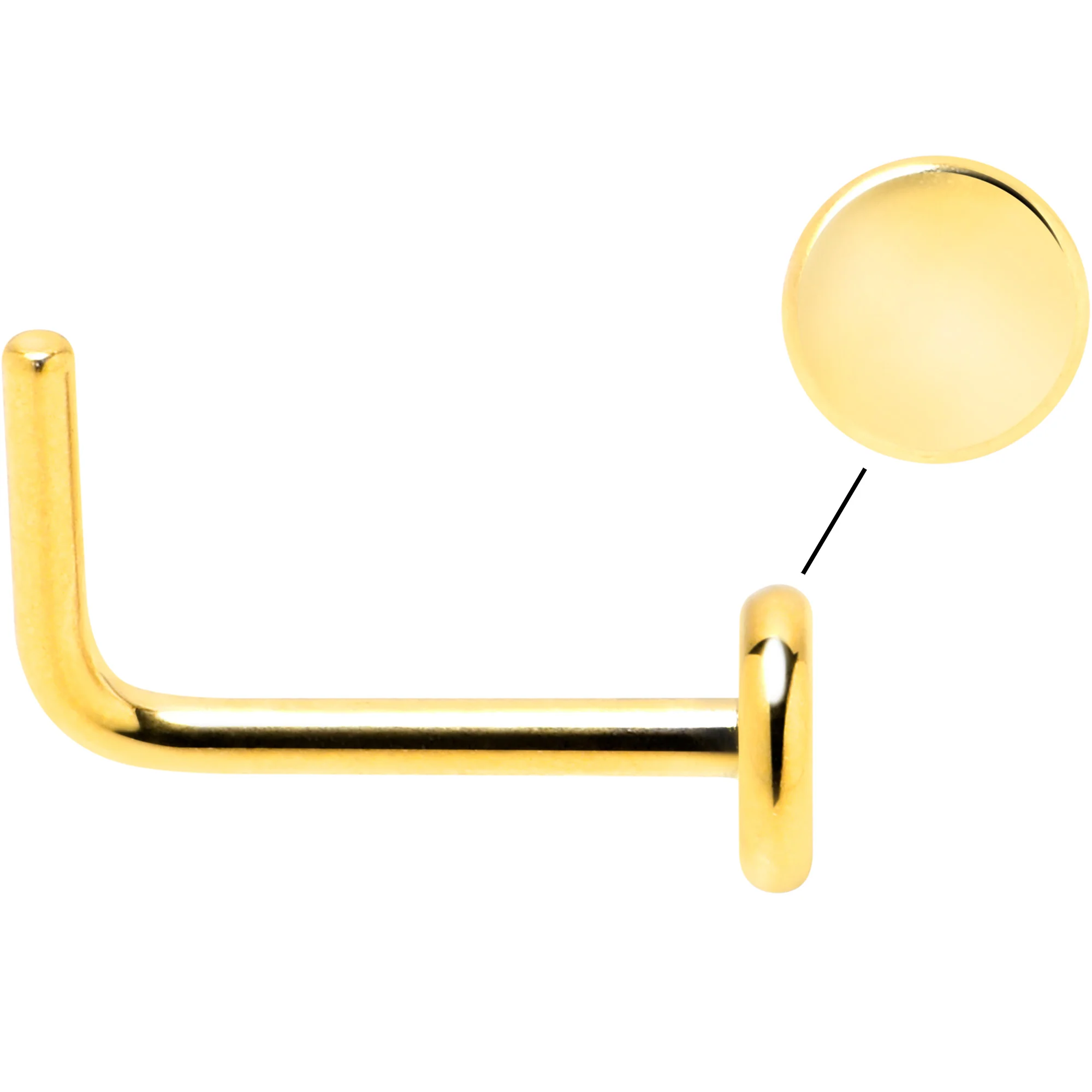 20G 1/4 Gold Tone ASTM F-136 Implant Grade Titanium 3mm Disc L Shape Nose Ring - Image 3