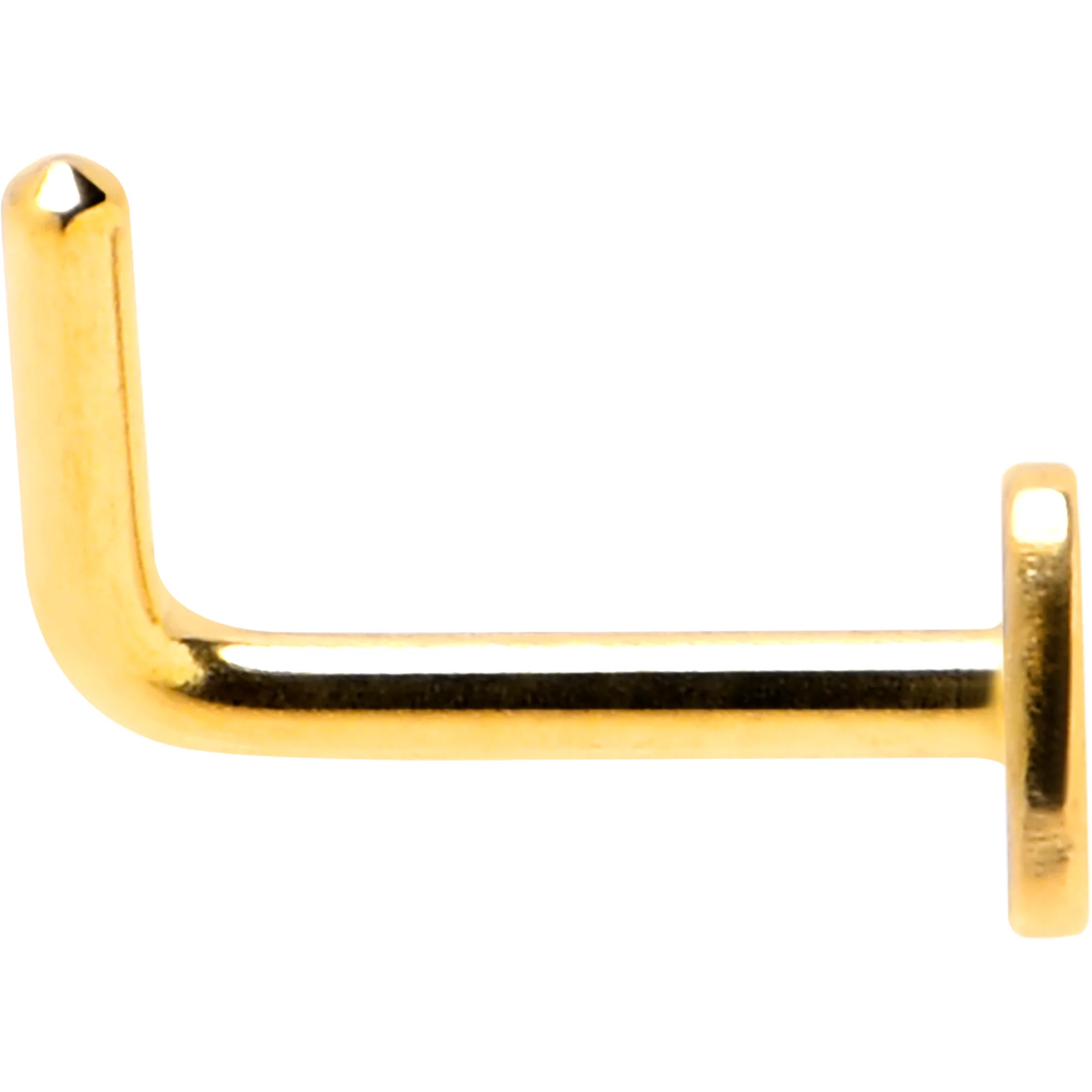 20G 1/4 Gold Tone ASTM F-136 Implant Grade Titanium Heart End L Shape Nose Ring - Image 2