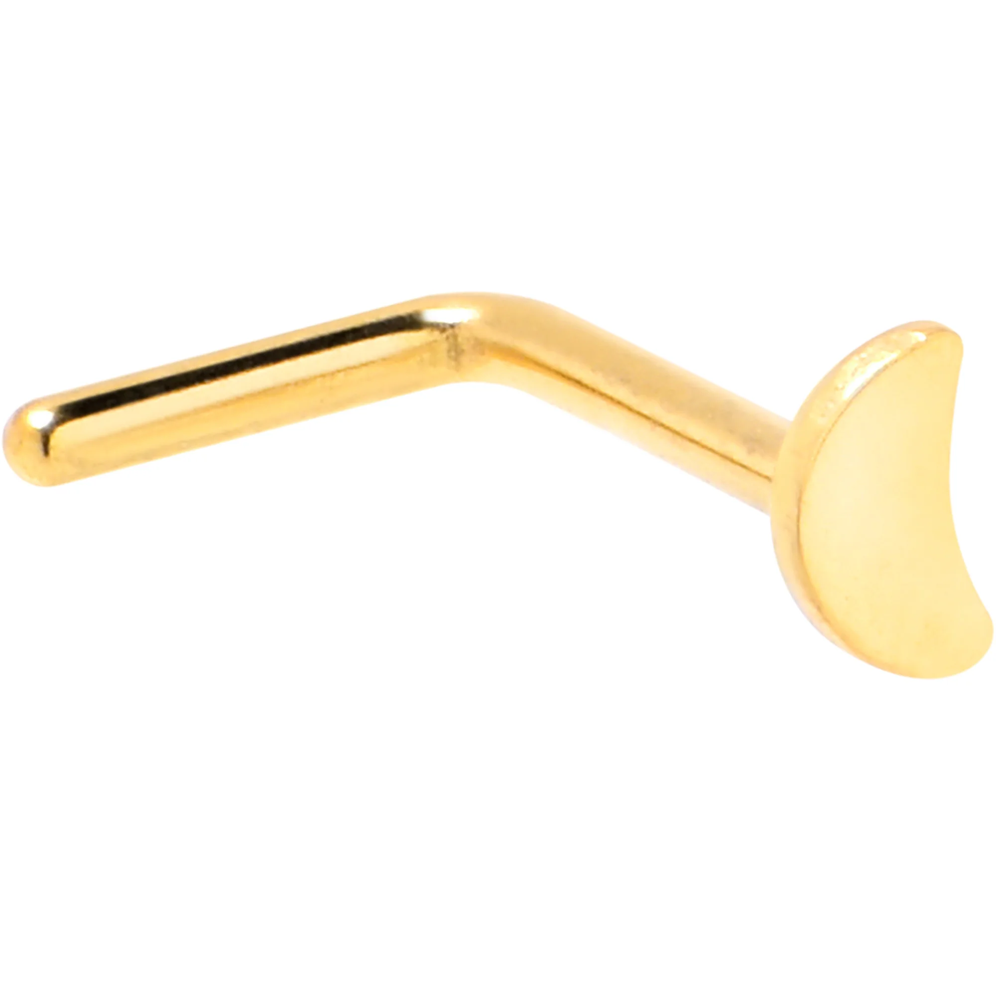 20G 1/4 Gold Tone ASTM F-136 Implant Grade Titanium Moon End L Shape Nose Ring - Image 2