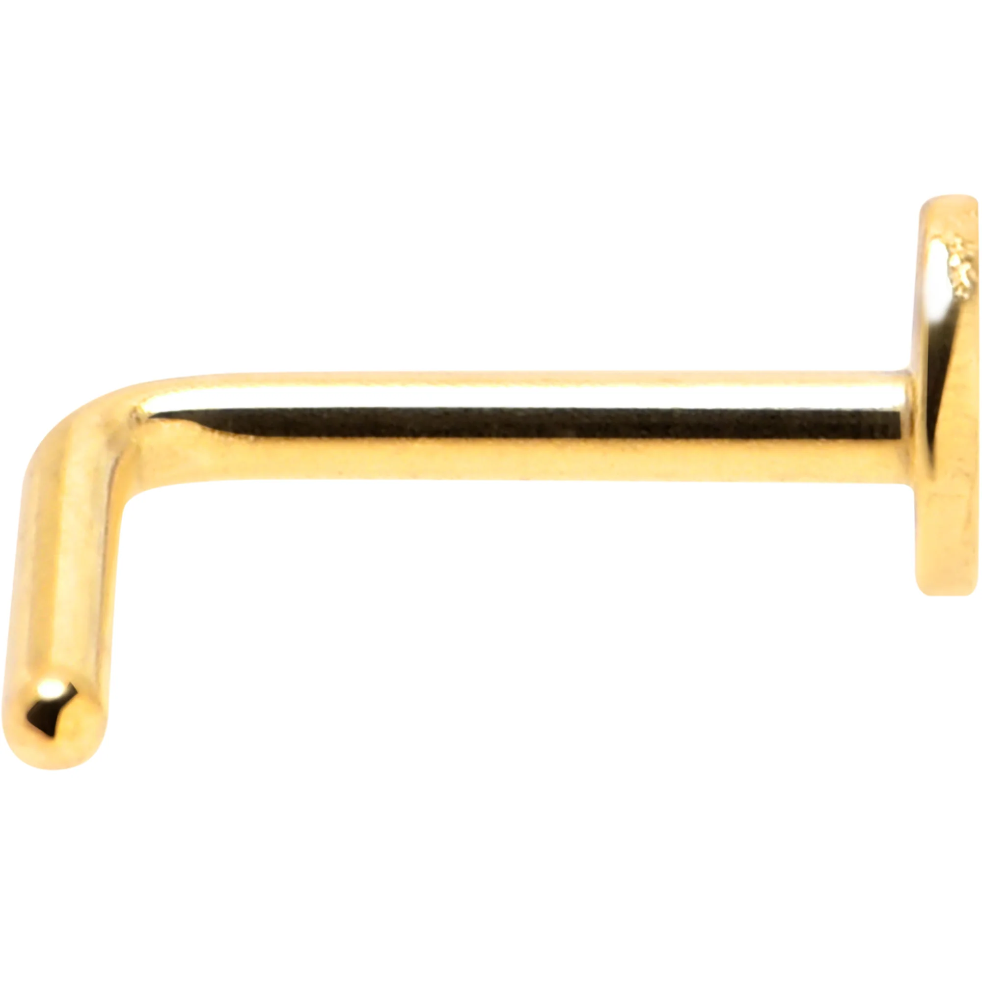 20G 1/4 Gold Tone ASTM F-136 Implant Grade Titanium Moon End L Shape Nose Ring - Image 3