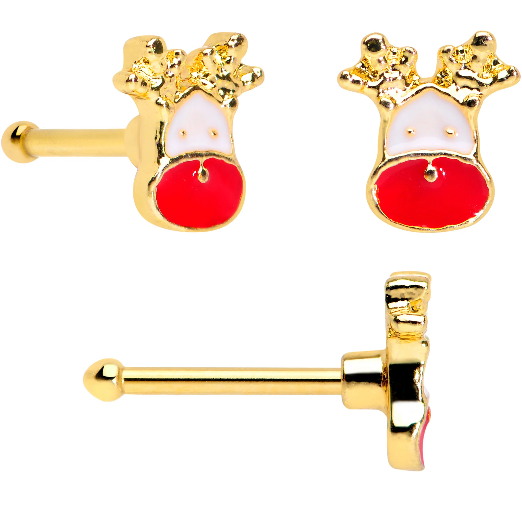 20G 1/4 Gold Tone Candy Cane Bell Christmas Nose Bone Set of 3 - Image 3
