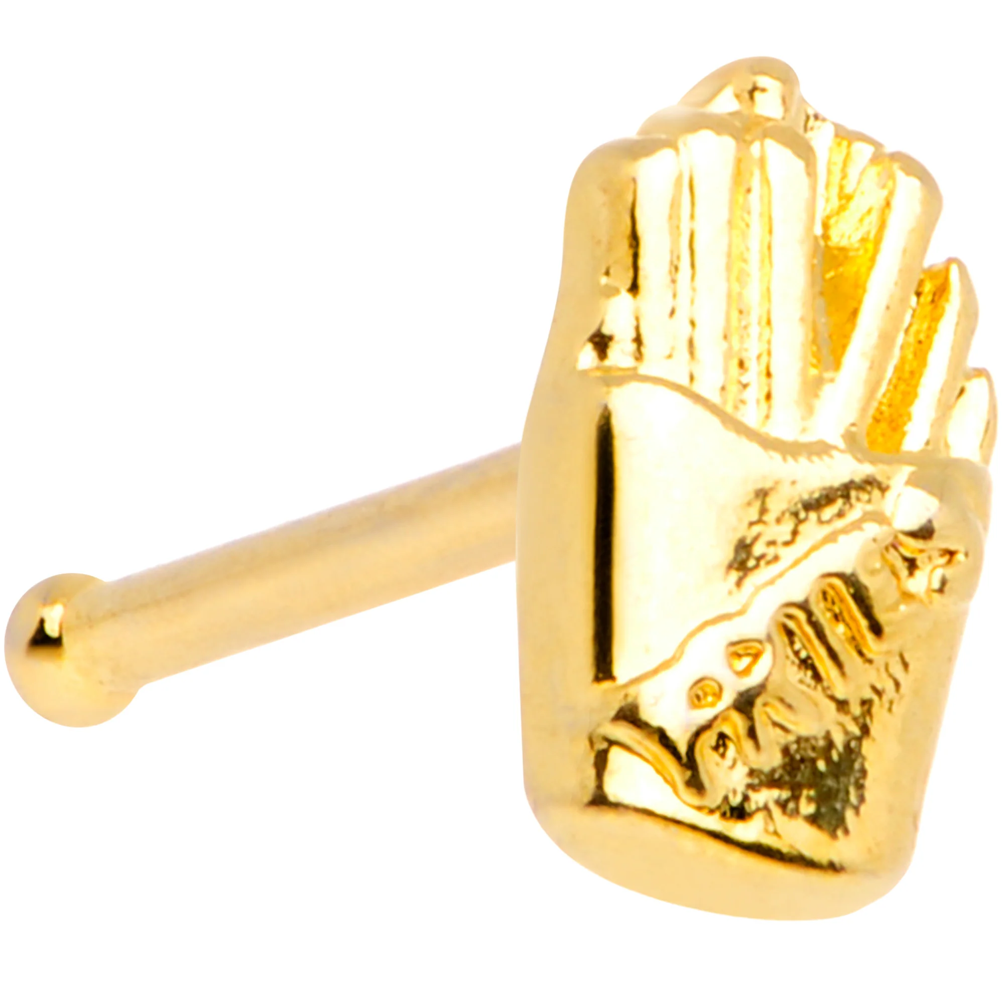20G 1/4 Gold Tone Fast Food French Fries Nose Bone