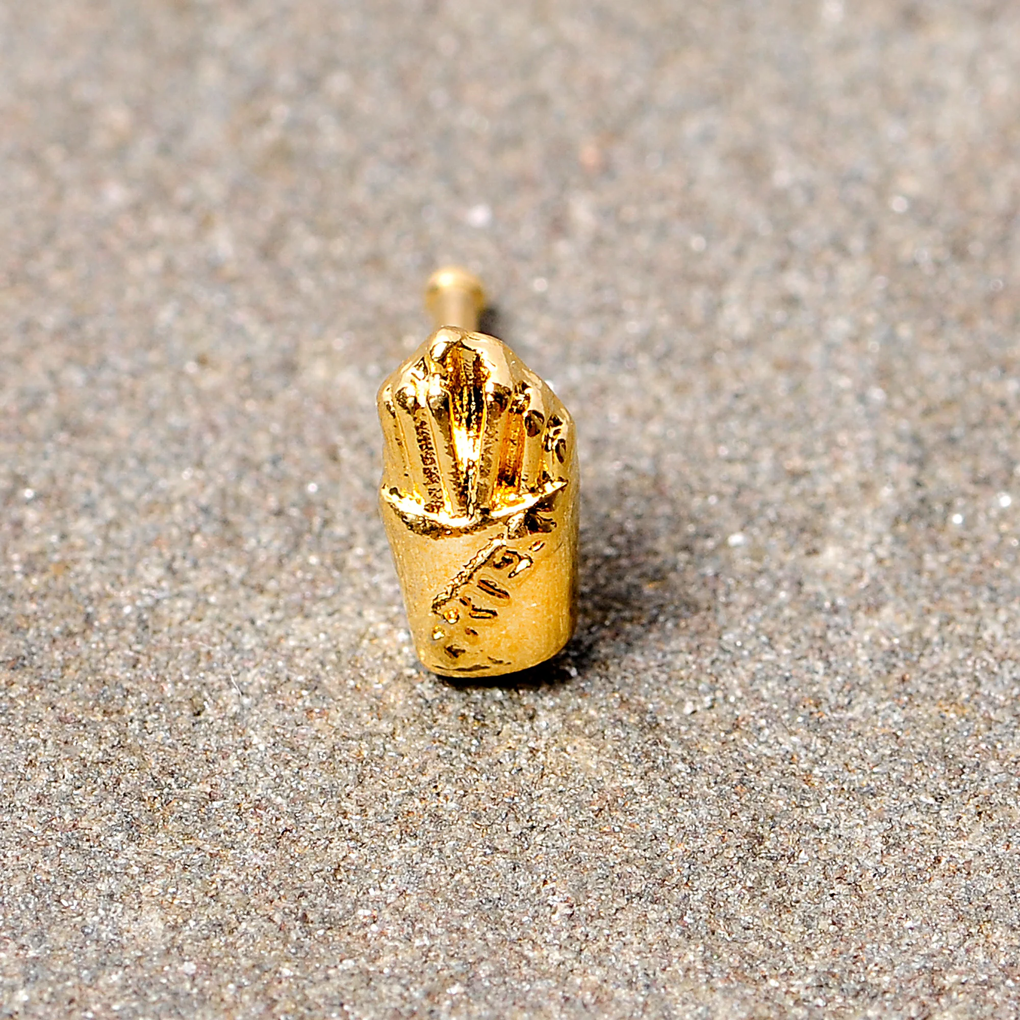 20G 1/4 Gold Tone Fast Food French Fries Nose Bone - Image 2
