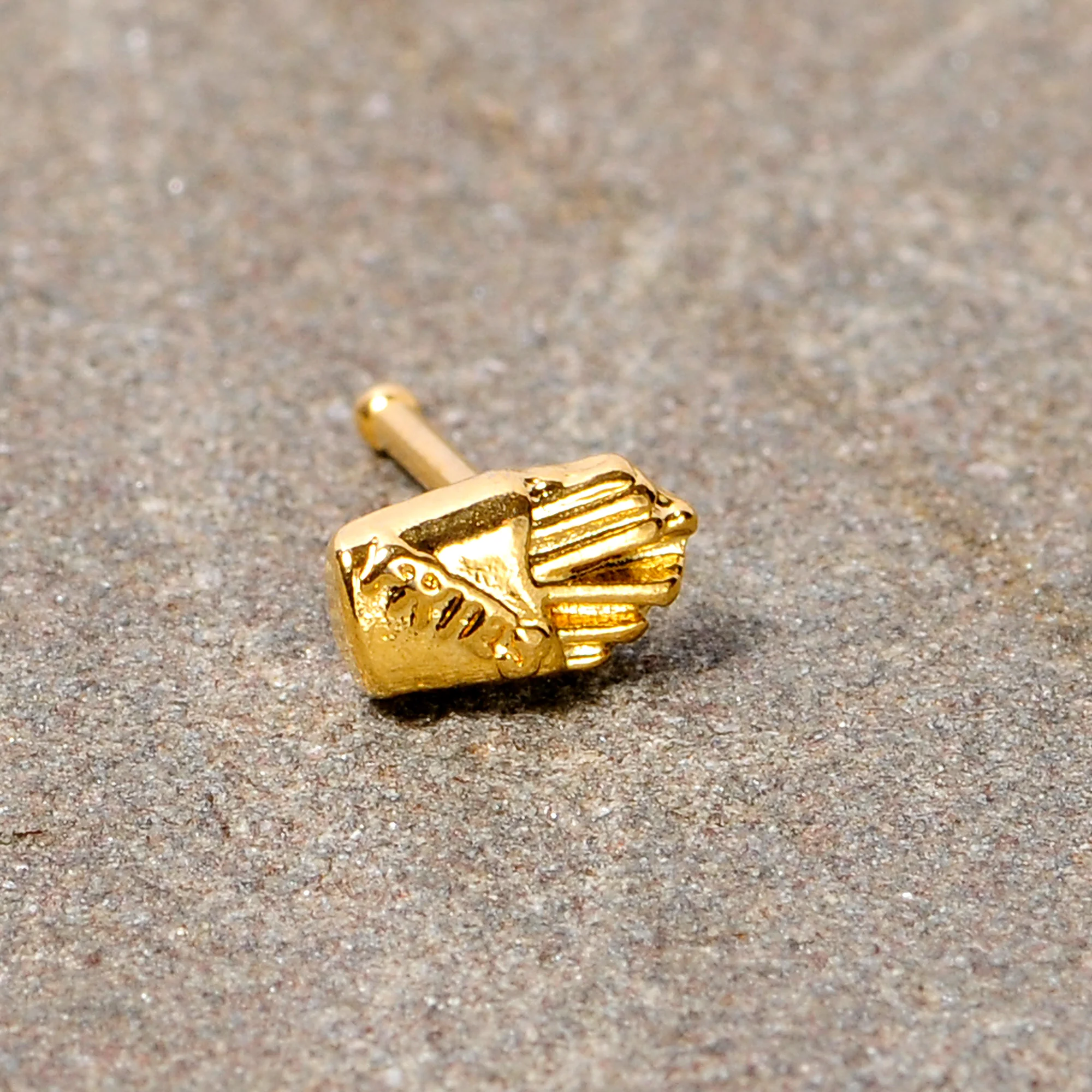 20G 1/4 Gold Tone Fast Food French Fries Nose Bone - Image 3