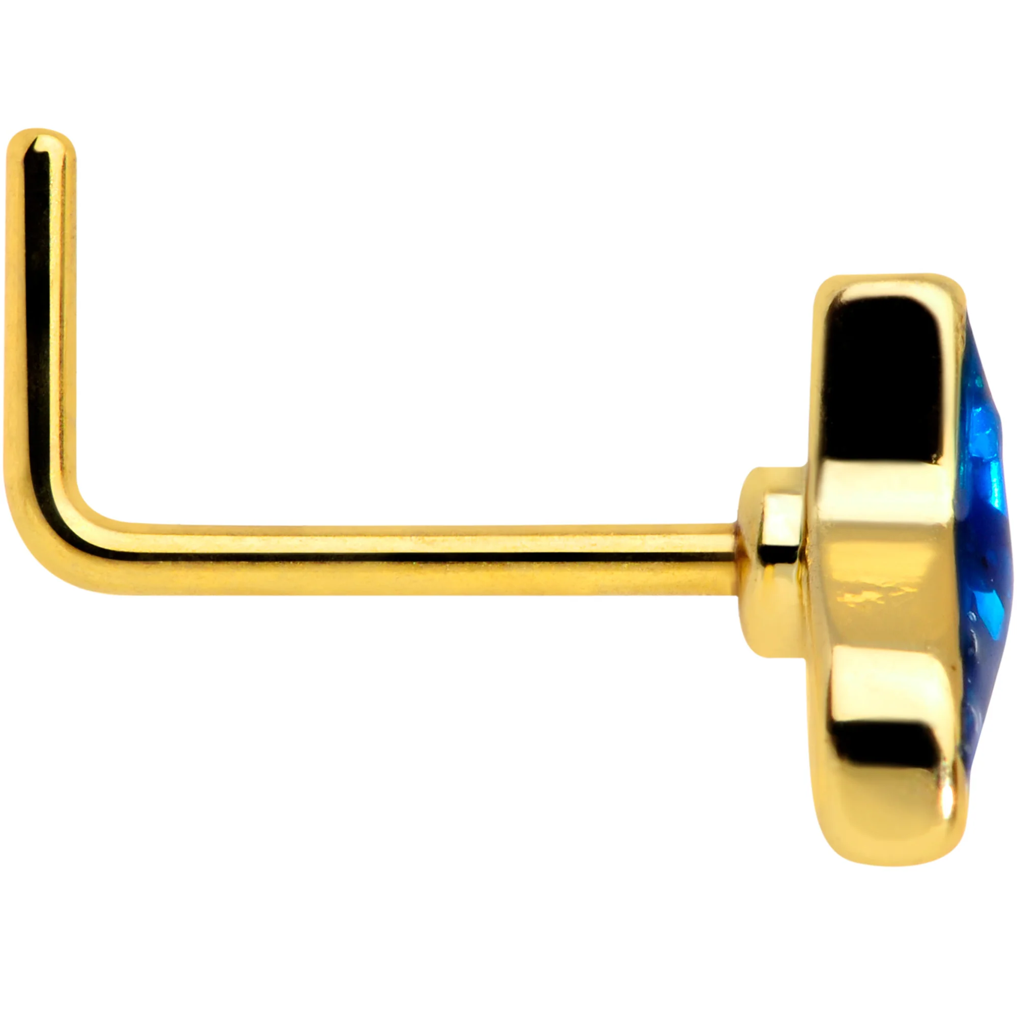 20G 1/4 Gold Tone Iridescent Mermaid Tail L Shaped Nose Ring - Image 3
