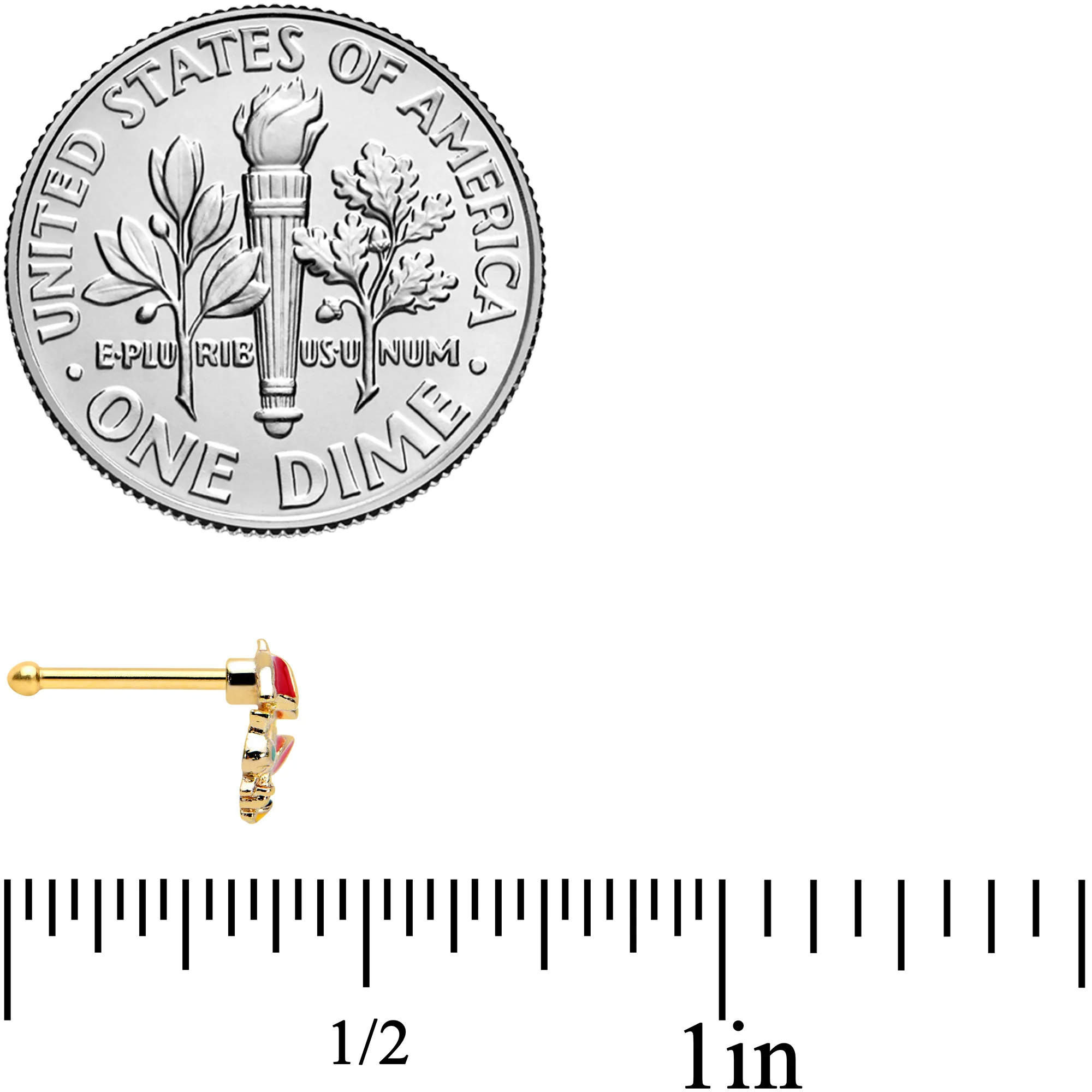 20G 1/4 Gold Tone Rainy Day Umbrella Bee Nose Bone - Image 4