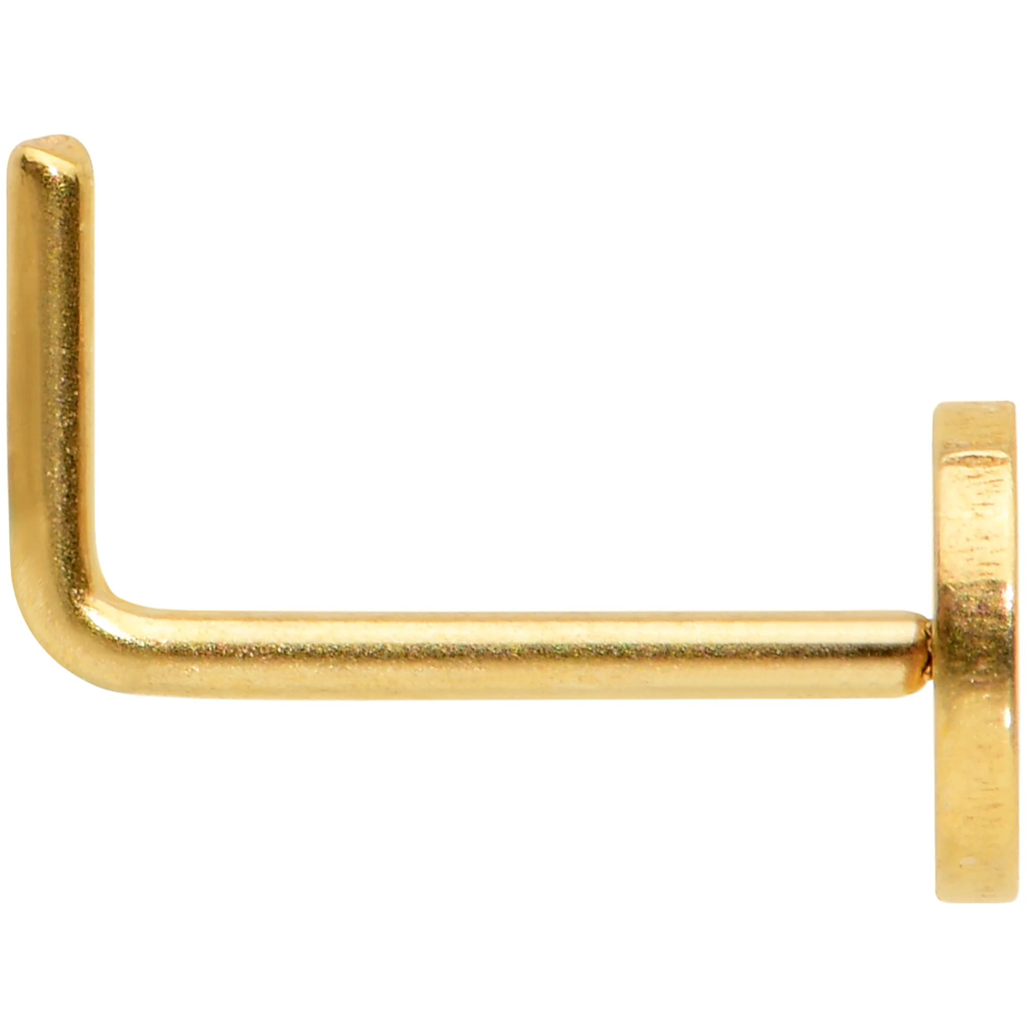 20G 1/4 Gold Tone Simple Peace Sign L Shape Nose Ring - Image 3