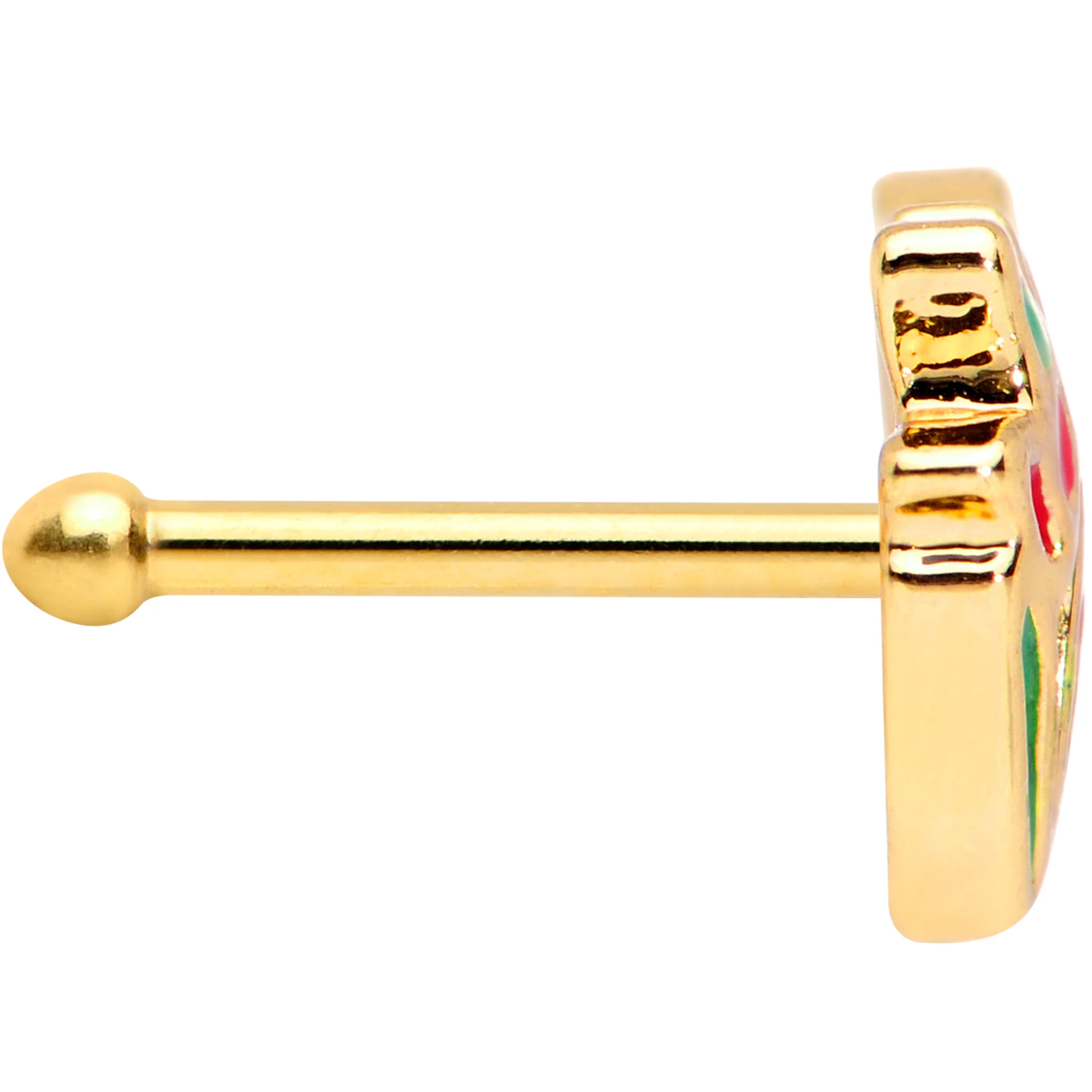20G 1/4 Gold Tone Springtime Red Tulip Flowers Nose Bone - Image 3