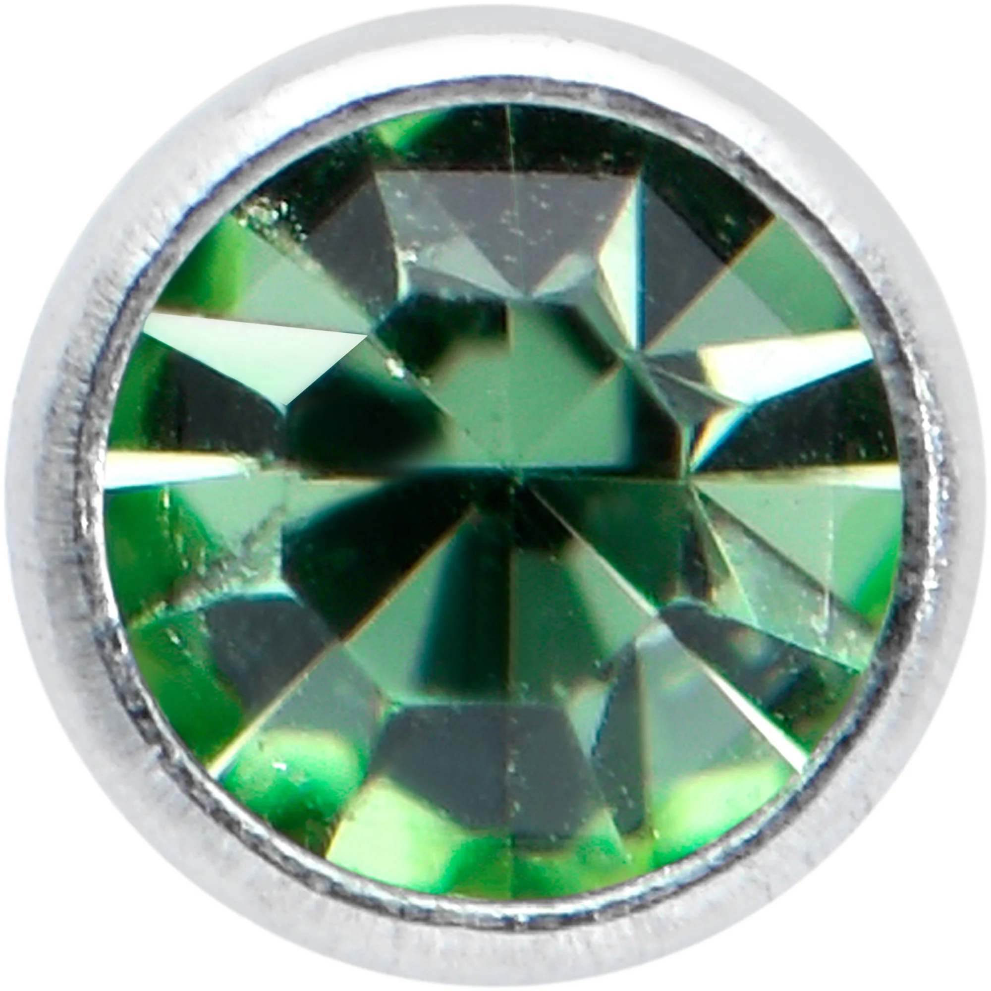20G 1/4 Green Gem Press Fit L Shape Nose Ring - Image 2