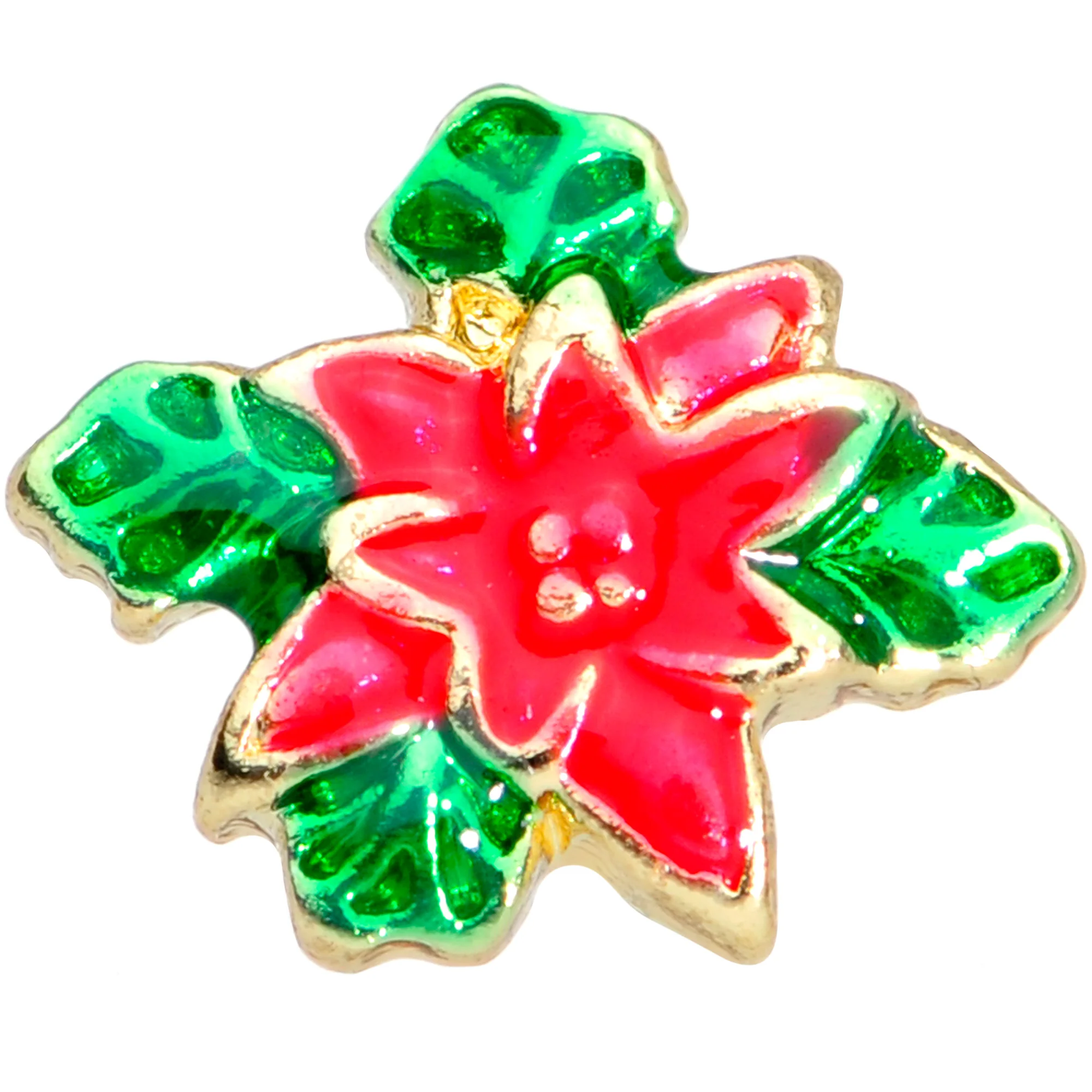 20G 1/4 Holiday Poinsettia Christmas Nose Bone - Image 4