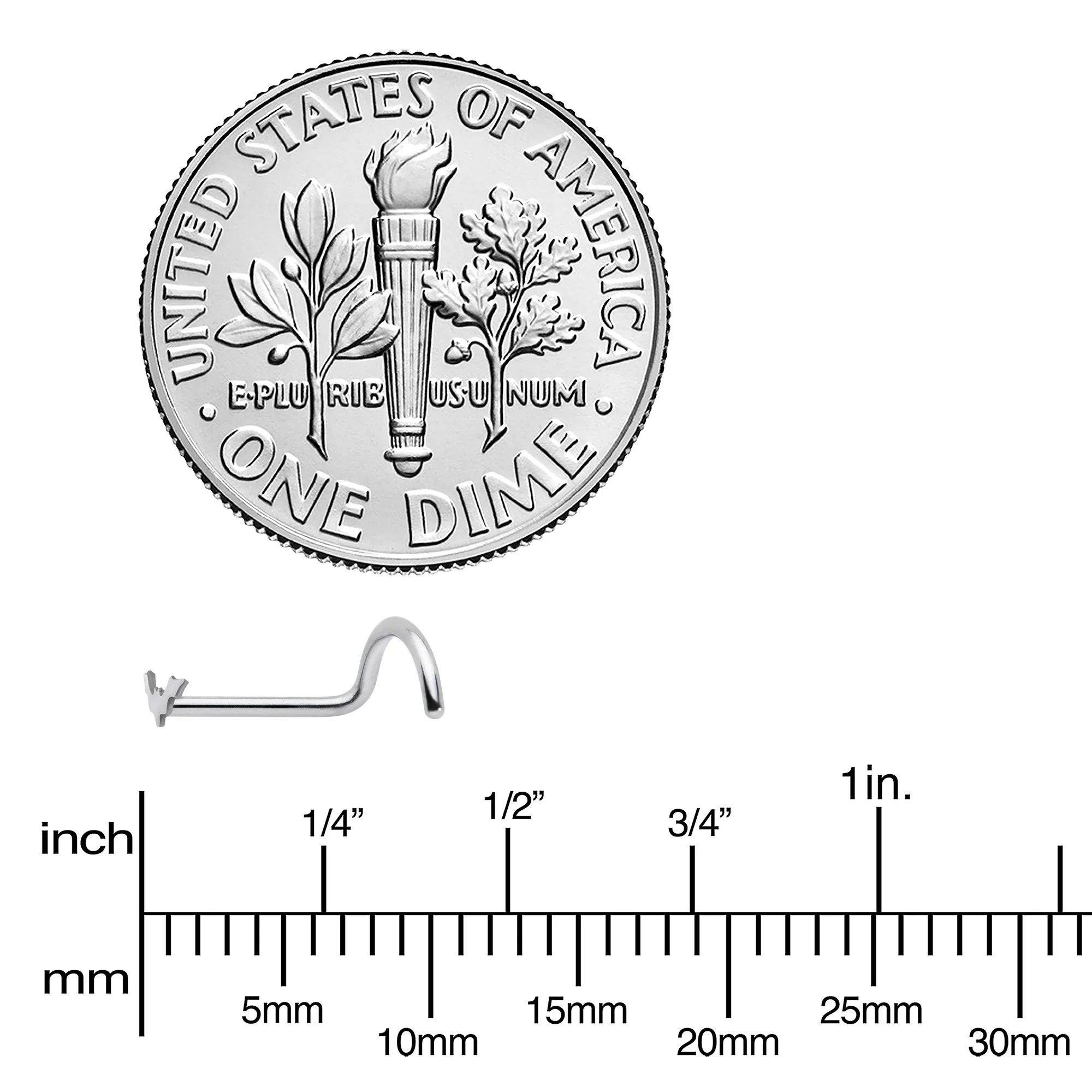 20G 1/4 Itty Bitty Bat Left Side Nose Screw - Image 4