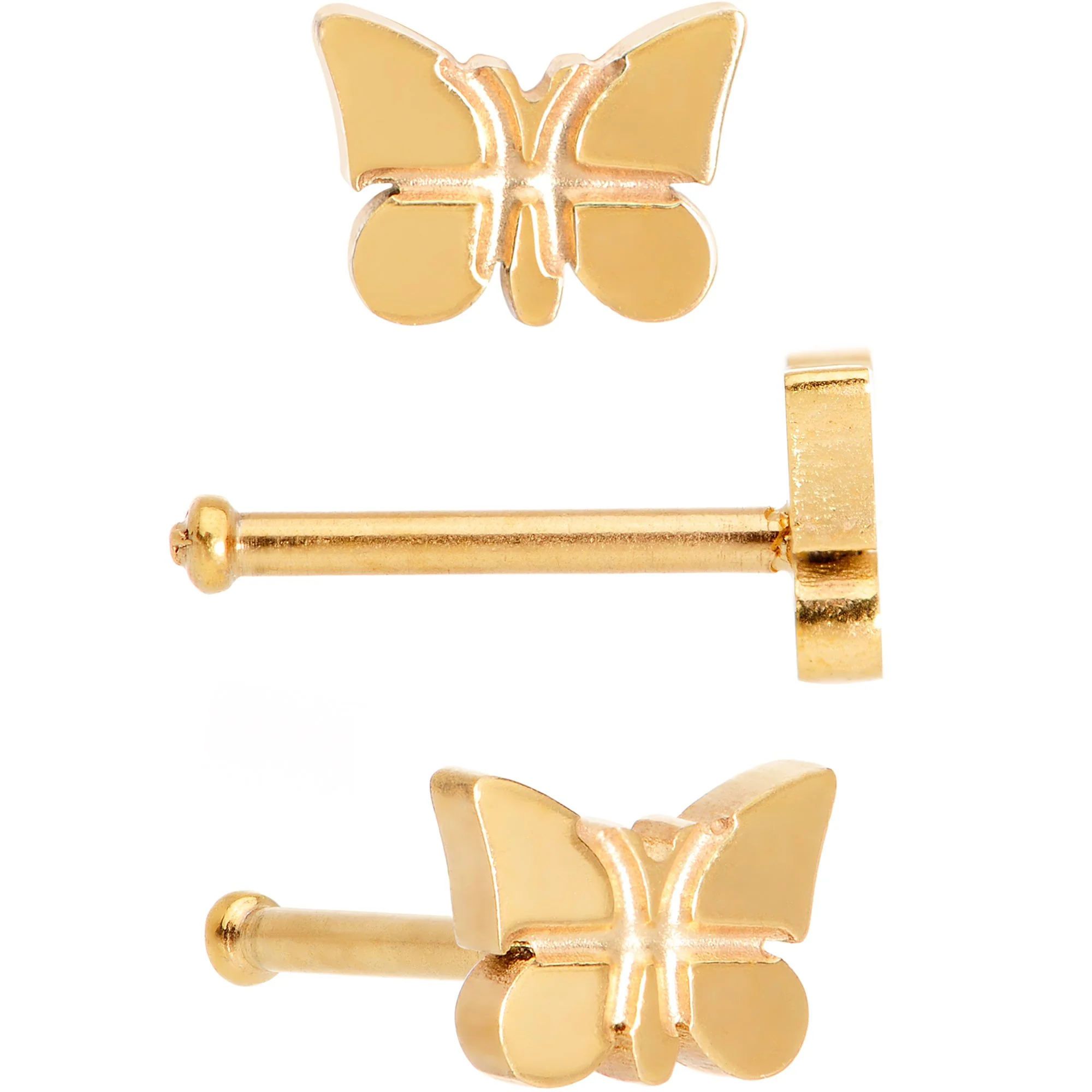 20G 1/4 Multicolor Butterfly Nose Bone Set of 4 - Image 2