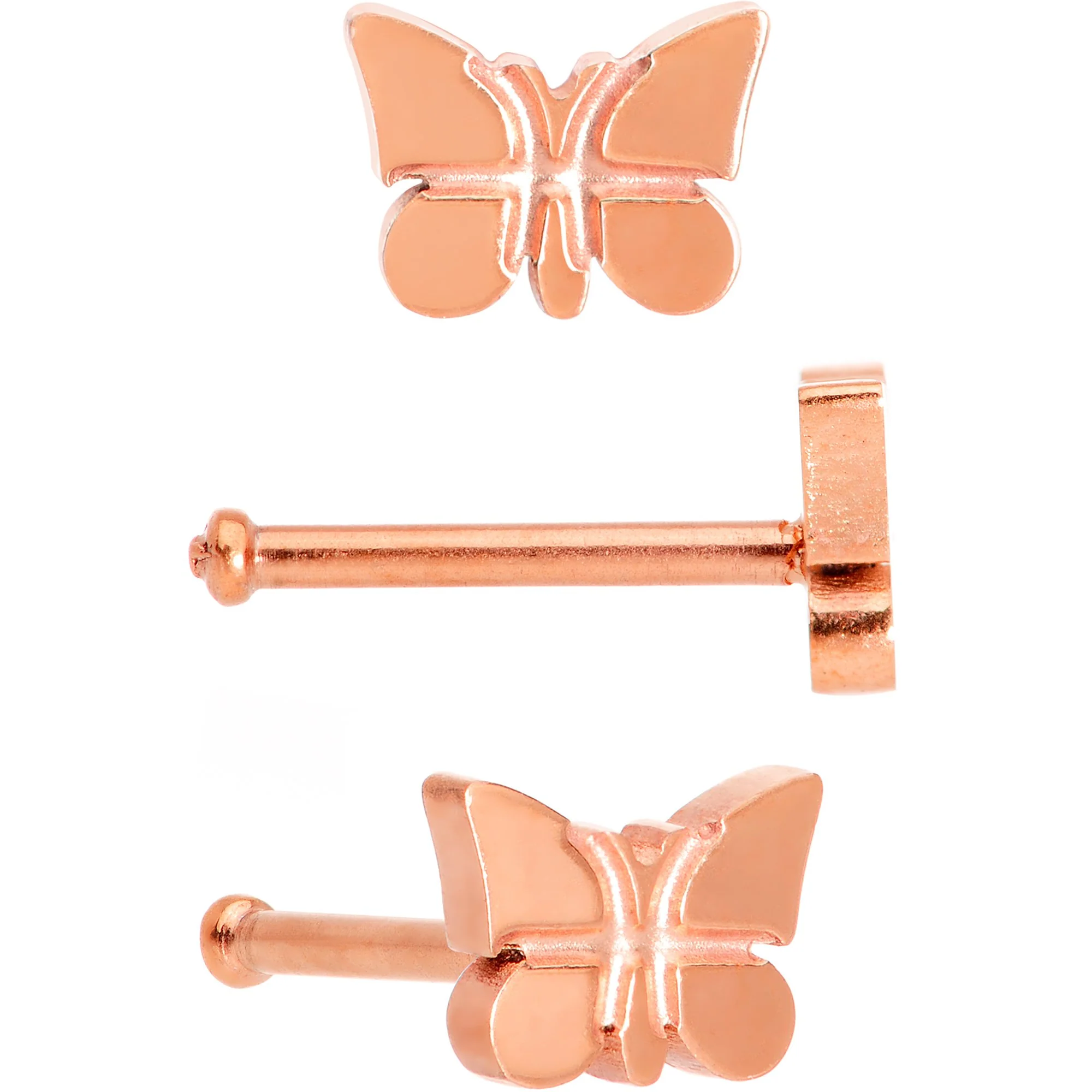 20G 1/4 Multicolor Butterfly Nose Bone Set of 4 - Image 3