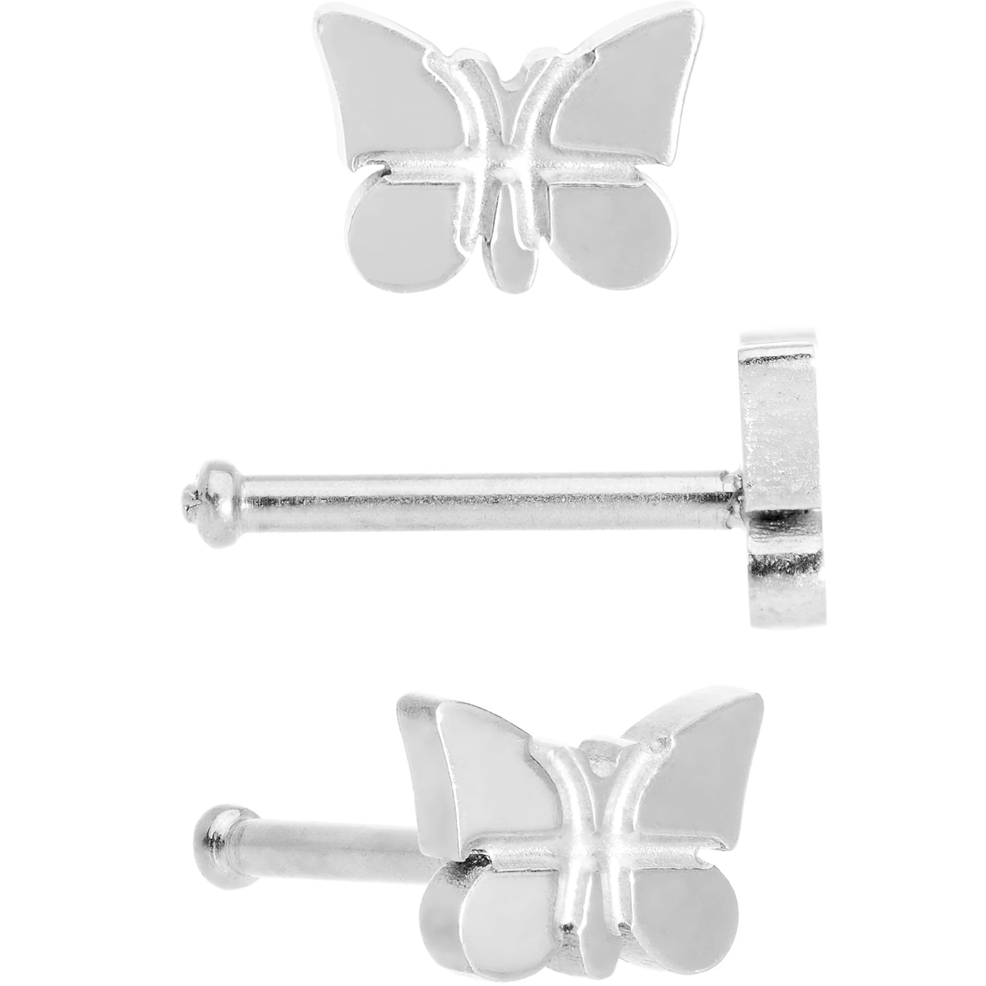 20G 1/4 Multicolor Butterfly Nose Bone Set of 4 - Image 4