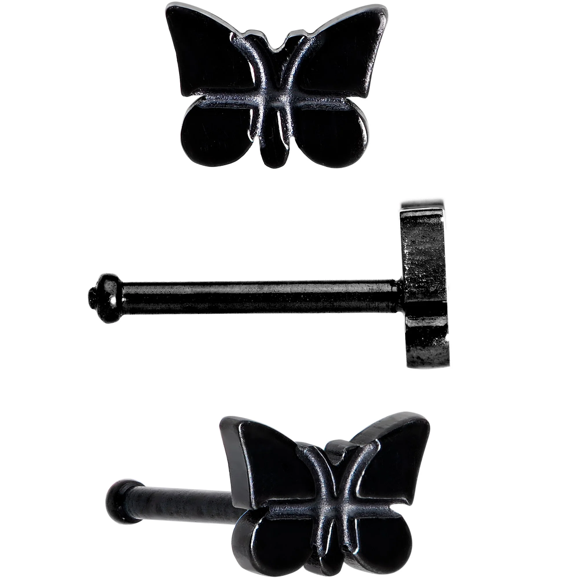 20G 1/4 Multicolor Butterfly Nose Bone Set of 4 - Image 5