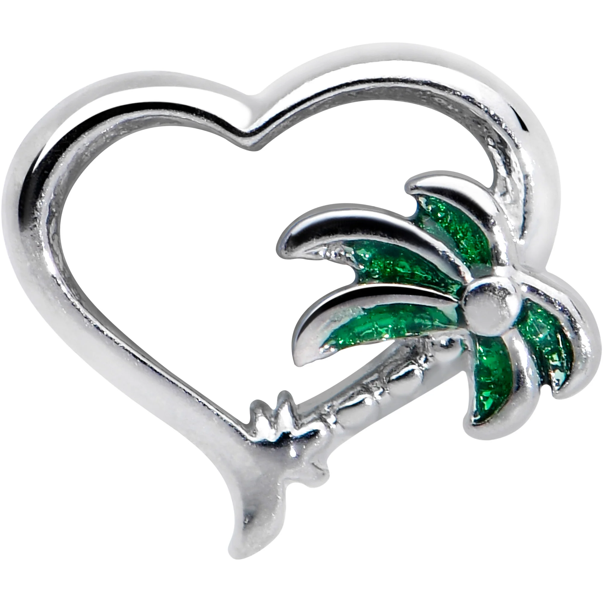 20G 1/4 Palm Tree Love Heart L Shape Nose Ring - Image 2