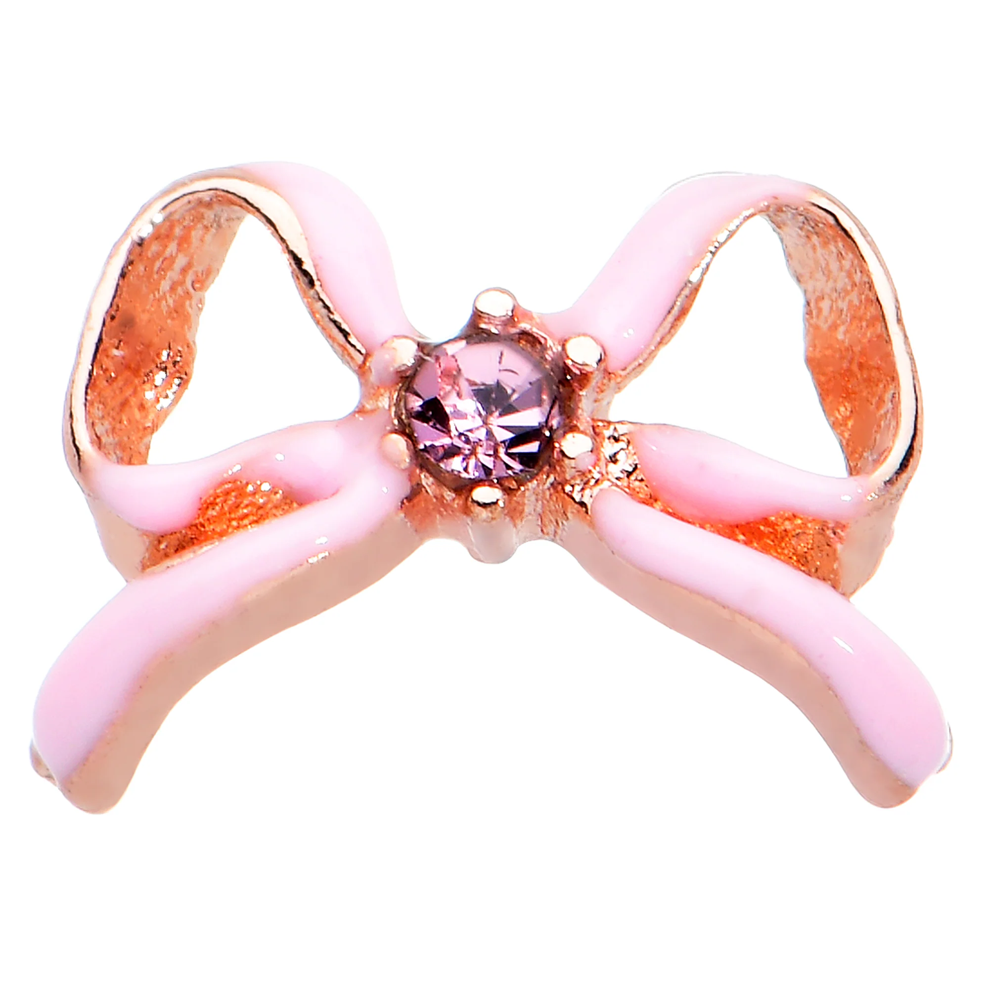 20G 1/4 Pink Gem Pink Pretty Bow Nose Bone - Image 3