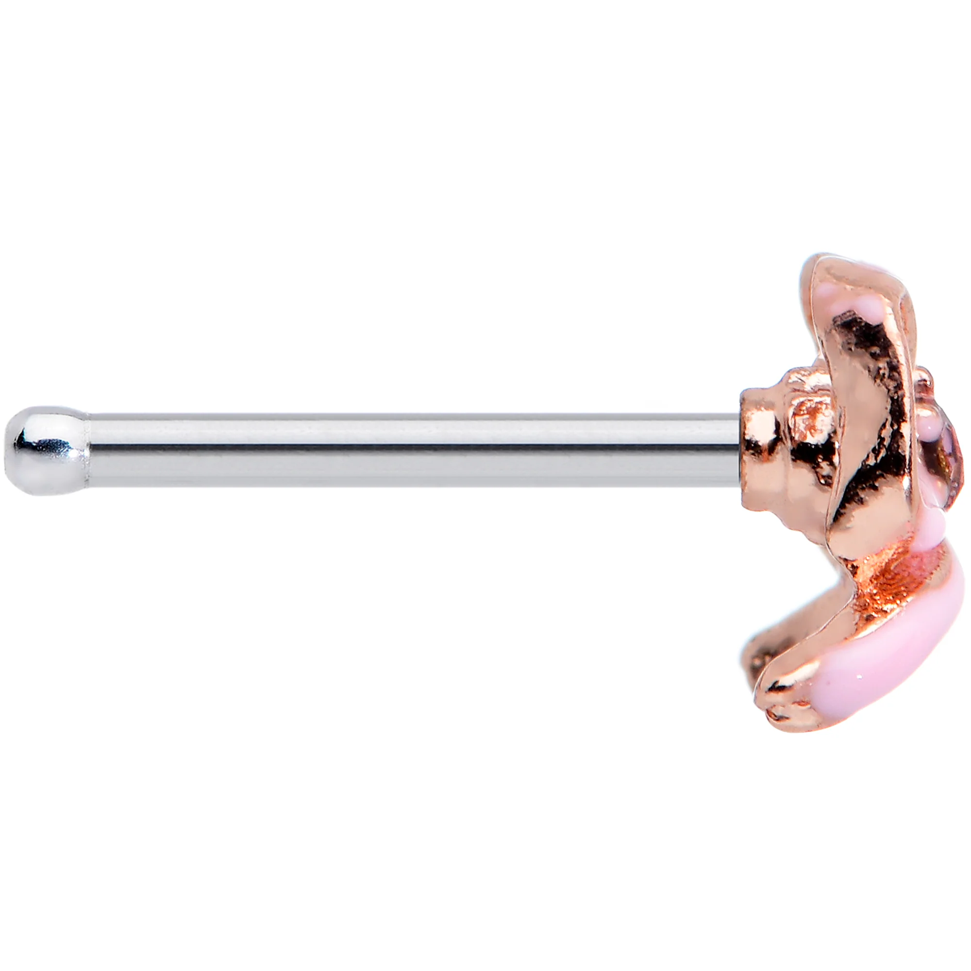 20G 1/4 Pink Gem Pink Pretty Bow Nose Bone - Image 4