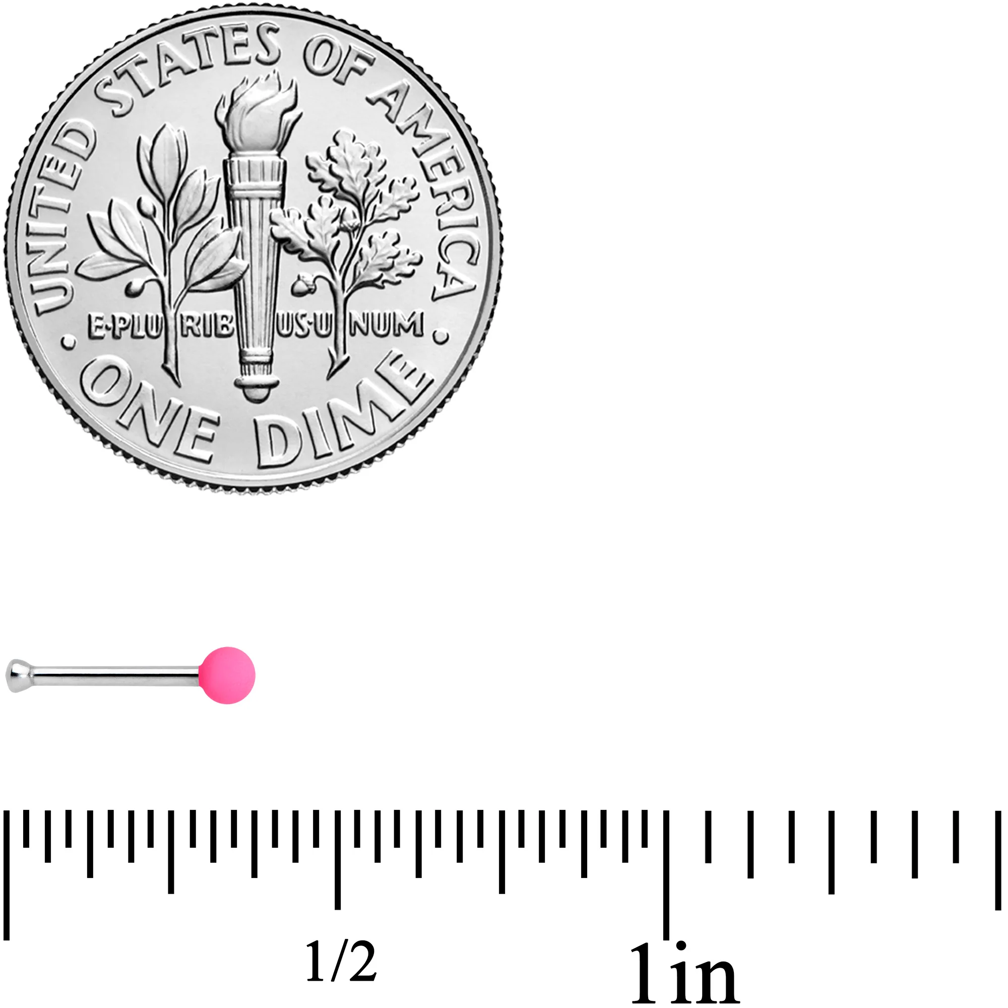 20G 1/4 Pink Matte 2mm Nose Bone - Image 3