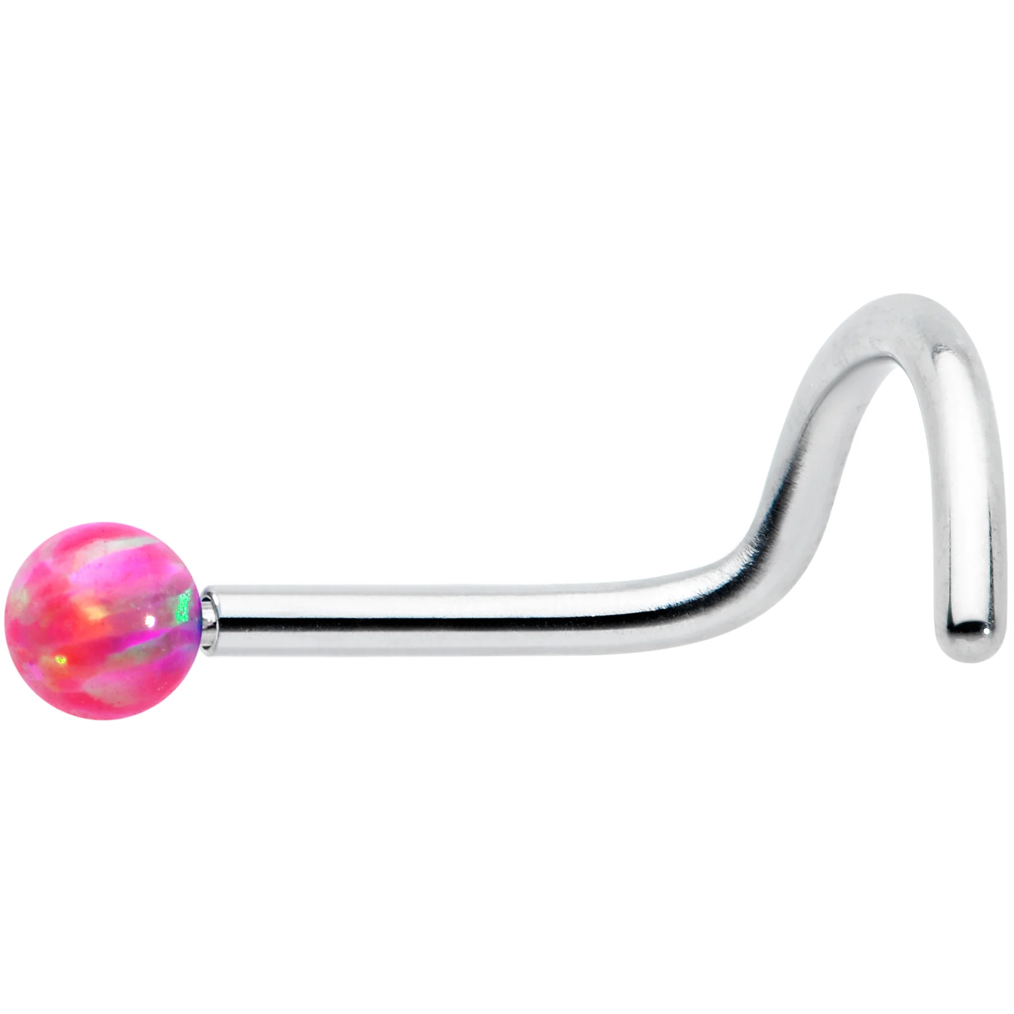 20G 1/4 Pink Synth Opal G23 Titanium Threadless Left Nose Screw - Image 5