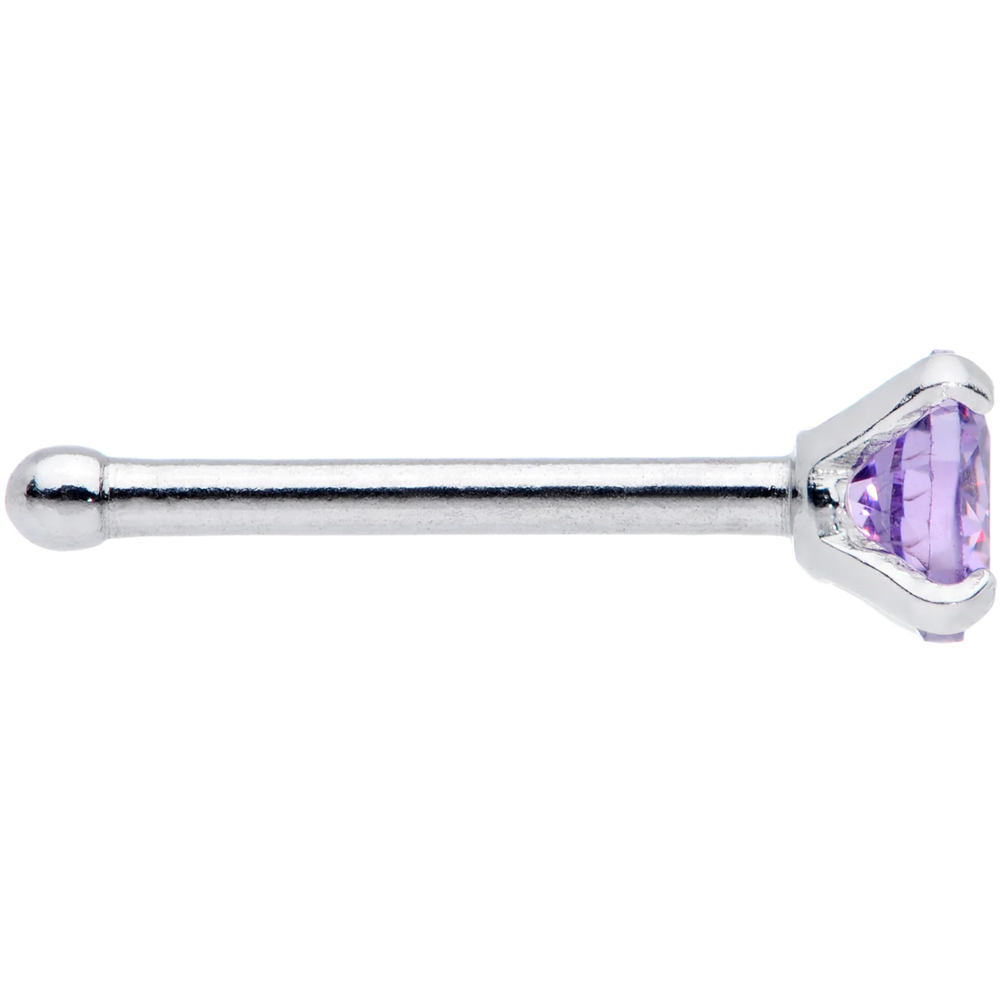 20G 1/4 Purple 3mm Gem Nose Bone - Image 2