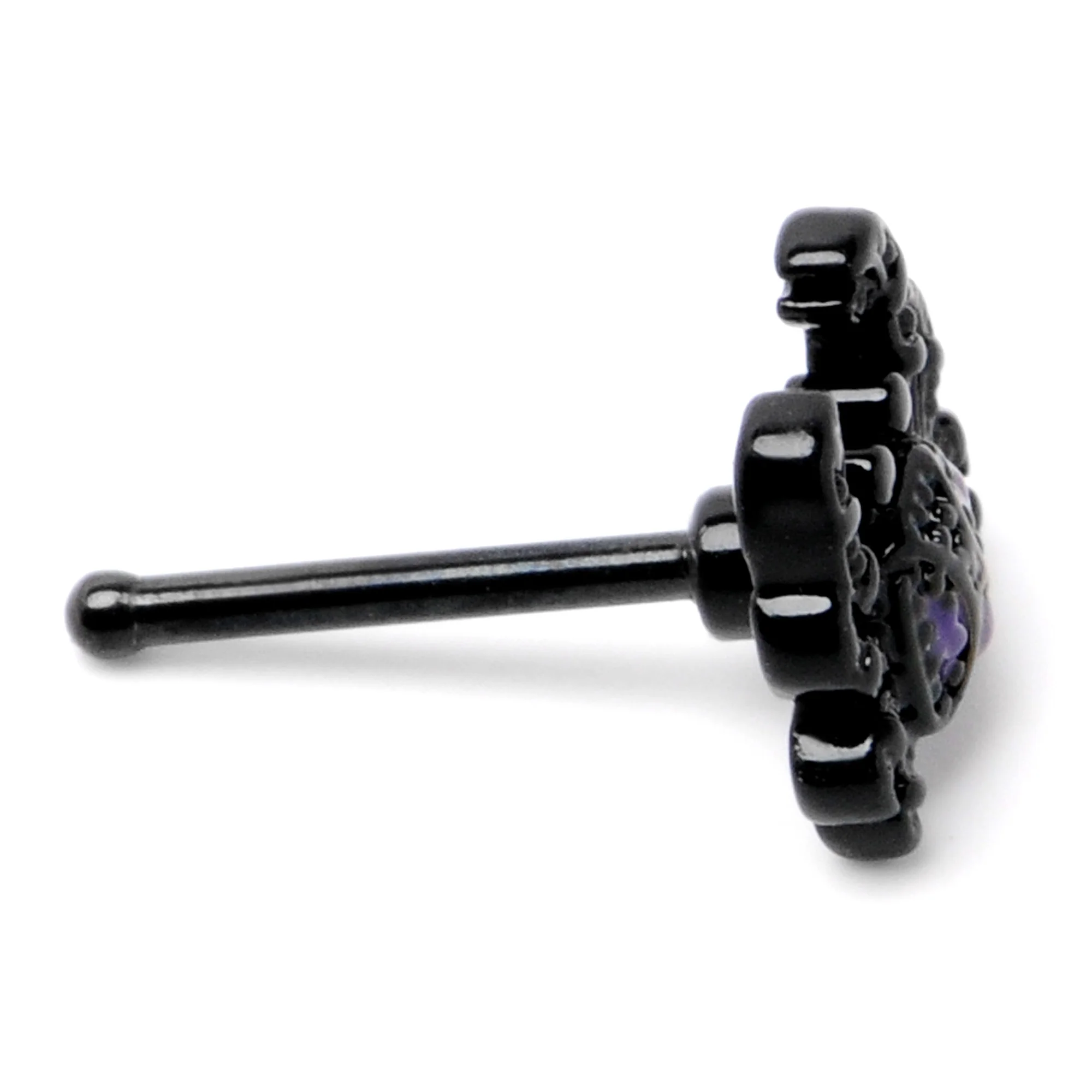 20G 1/4 Purple Gem Black Chic Crab Nose Bone - Image 6