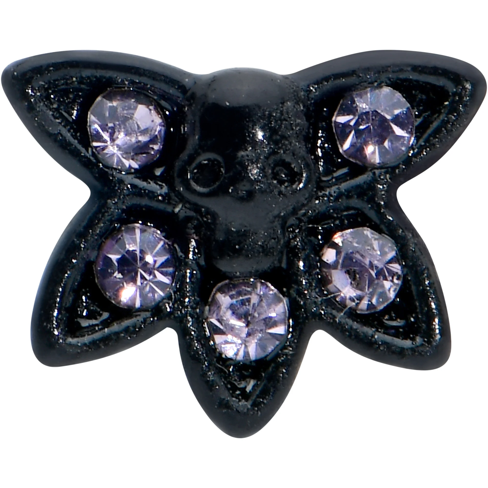 20G 1/4 Purple Gem Black Skull Blossom Nose Bone - Image 2