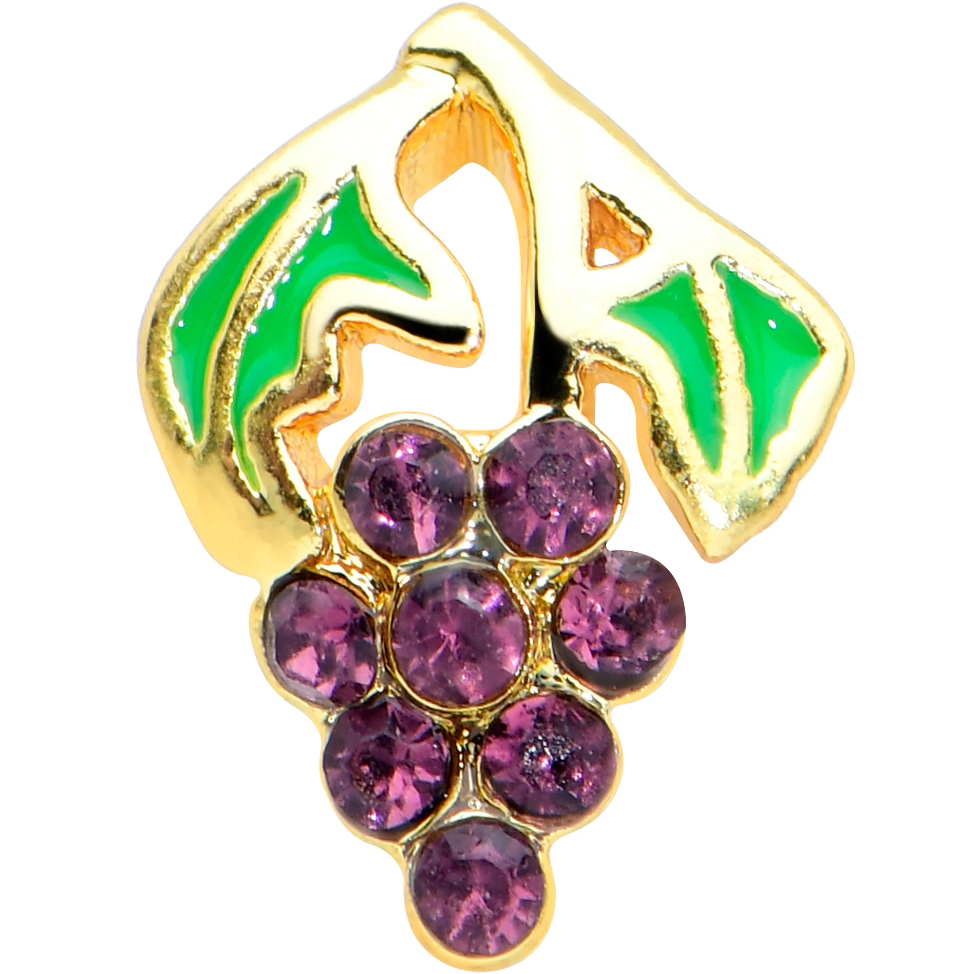 20G 1/4 Purple Gem Gold Tone Tasty Grapes Fruit Nose Bone - Image 2