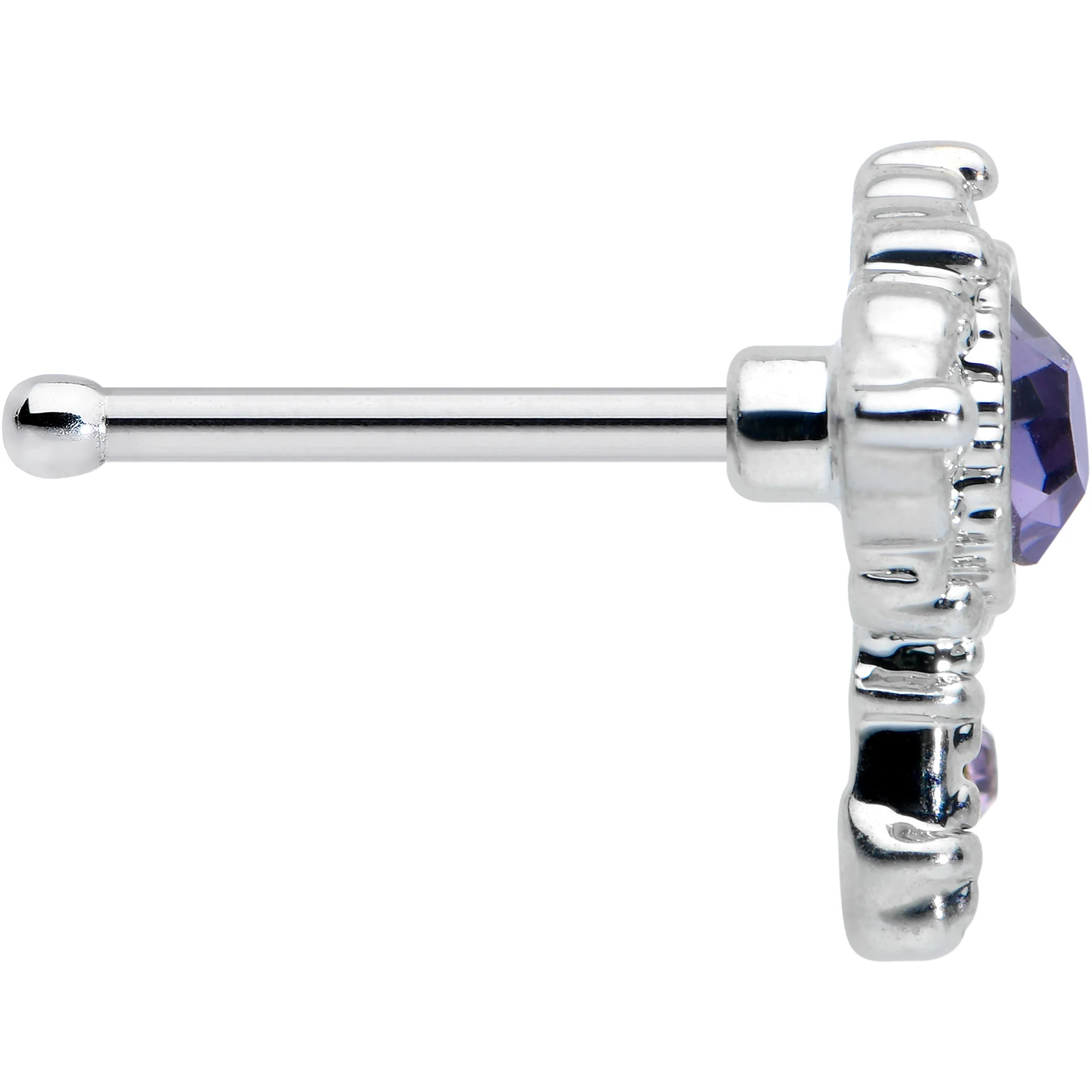 20G 1/4 Purple Gem Unlock My Heart Key Nose Bone - Image 3