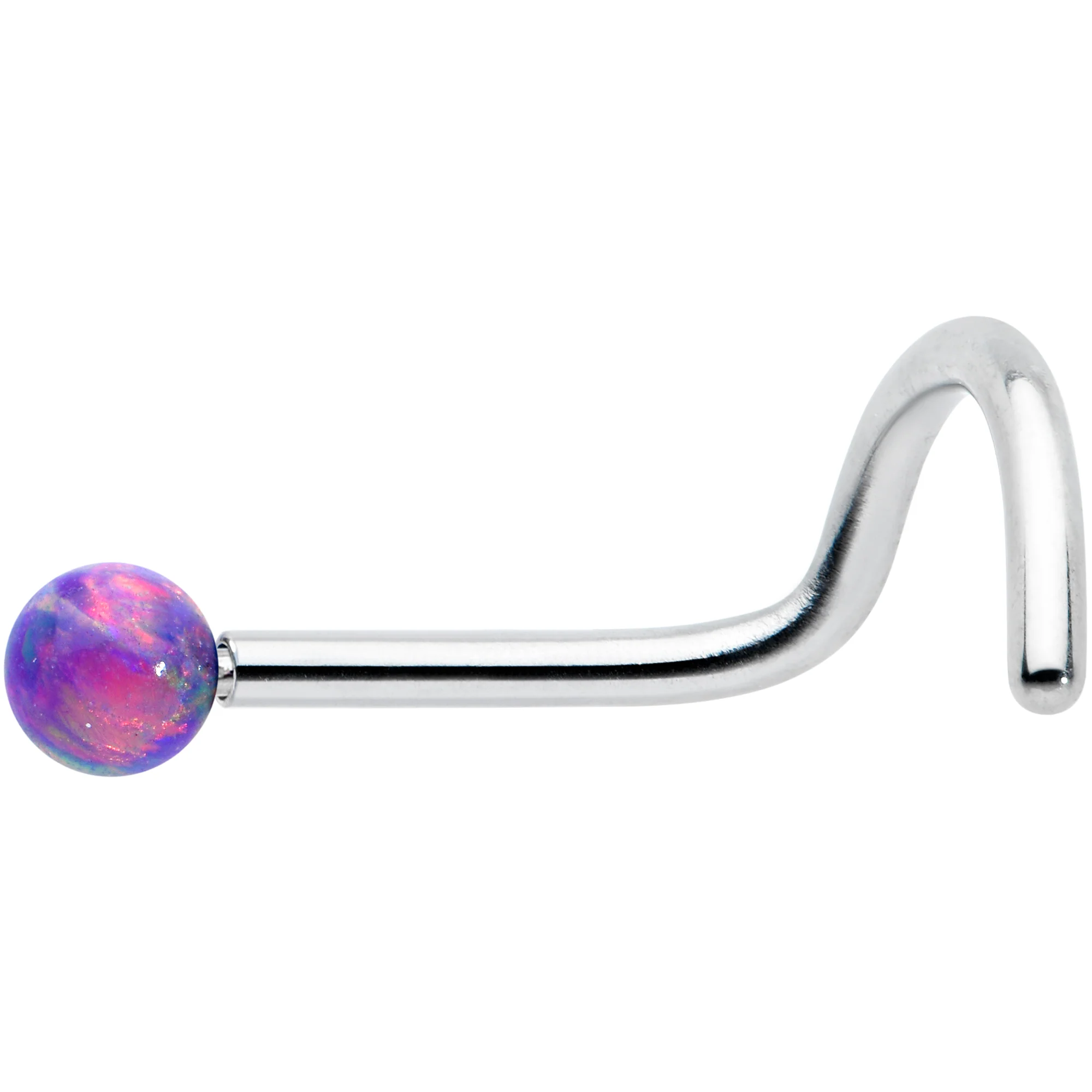 20G 1/4 Purple Synth Opal G23 Titanium Threadless Left Nose Screw - Image 8