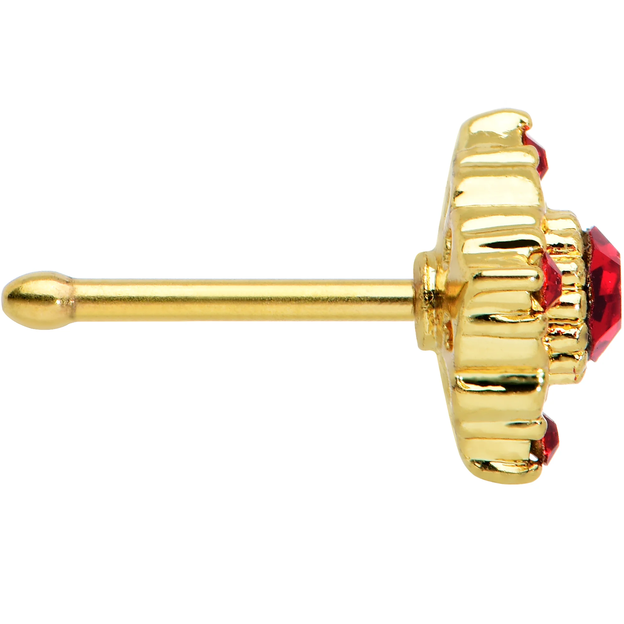20G 1/4 Red Gem Gold Tone Regal Rhombus Nose Bone - Image 3