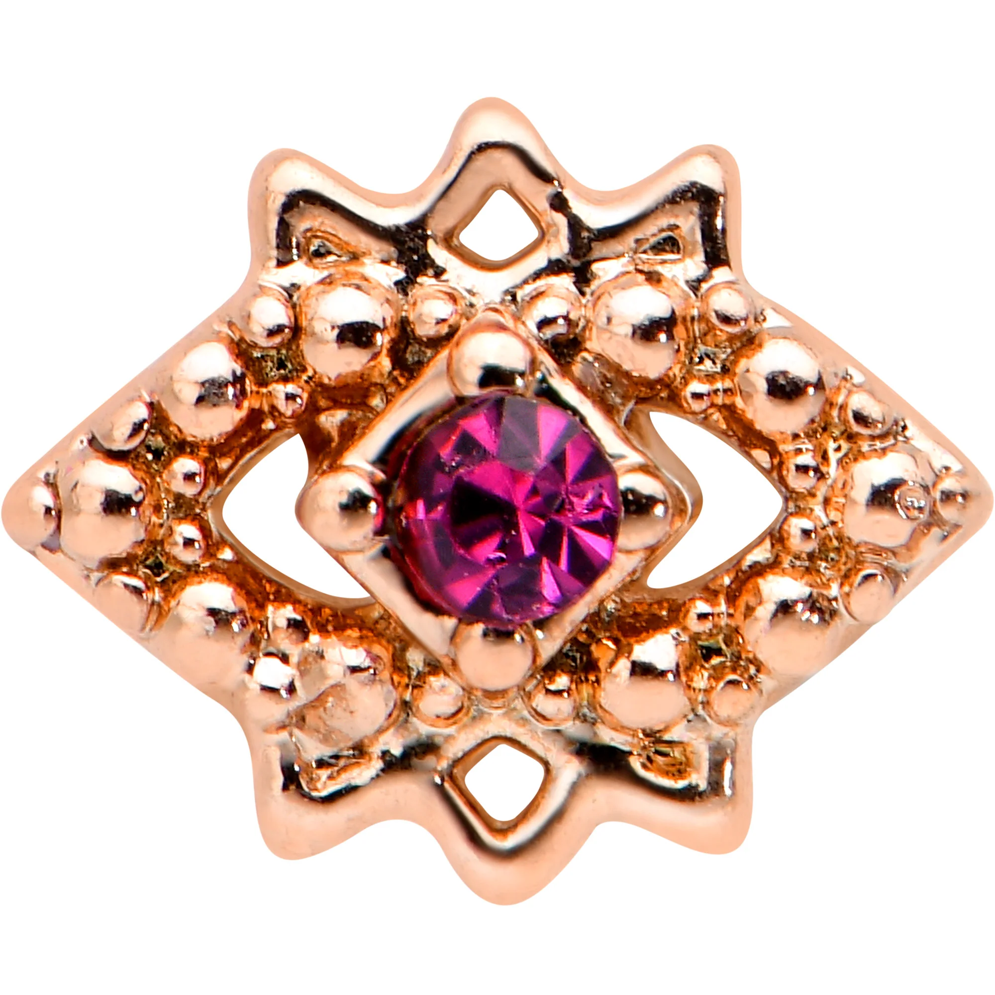 20G 1/4 Red Gem Rose Gold Tone Octogram Star Nose Bone - Image 2