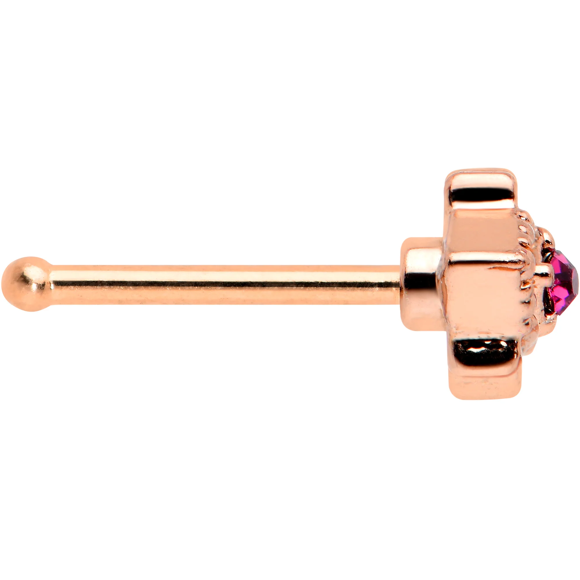 20G 1/4 Red Gem Rose Gold Tone Octogram Star Nose Bone - Image 3