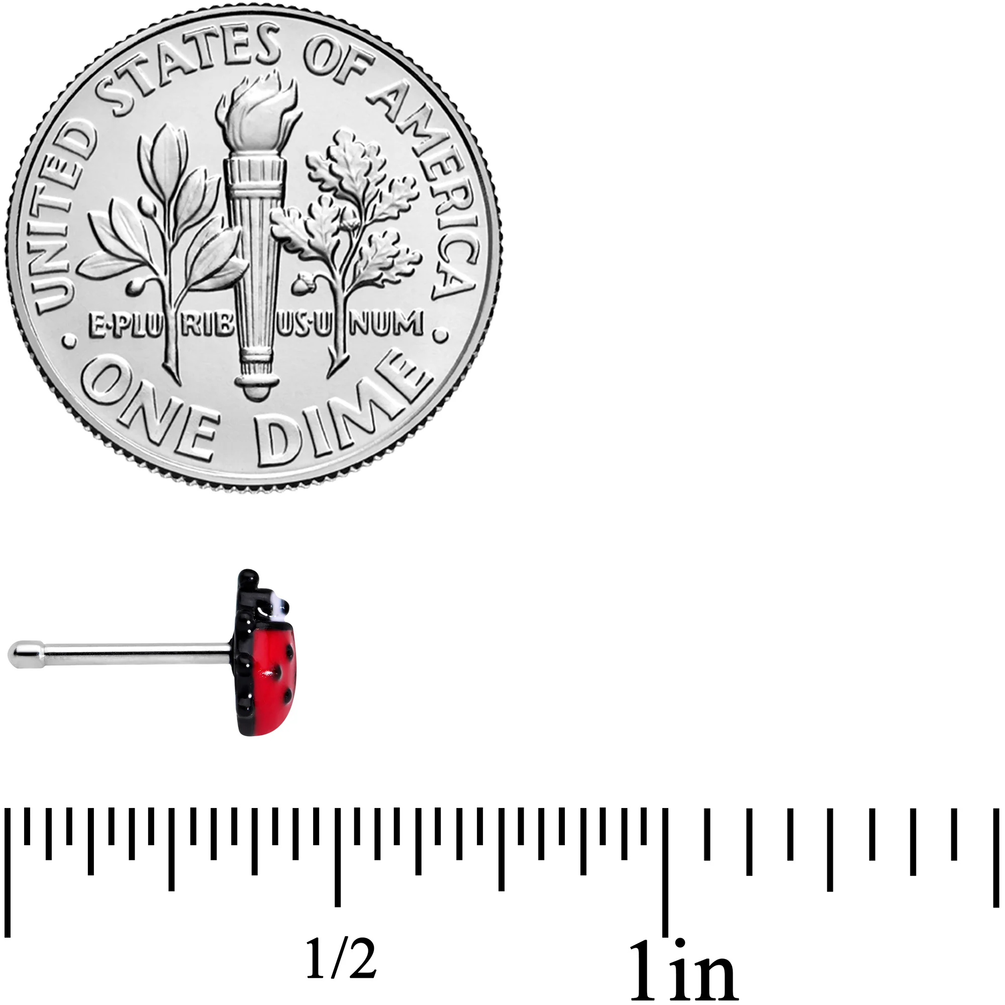 20G 1/4 Red Insect Ladybug Nose Bone - Image 4