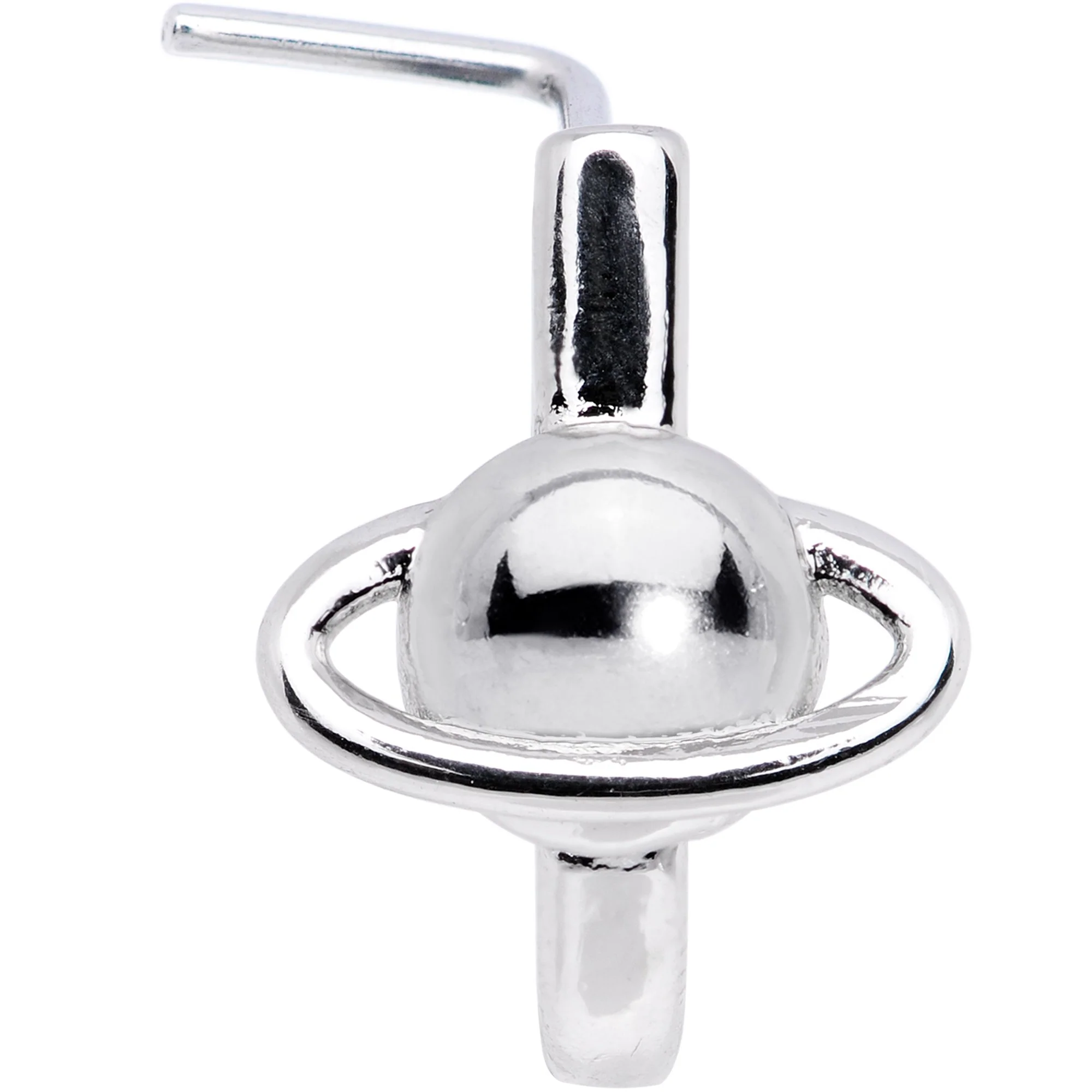 20G Ring of Saturn Faux Hoop L Shaped Nose Ring - Image 2