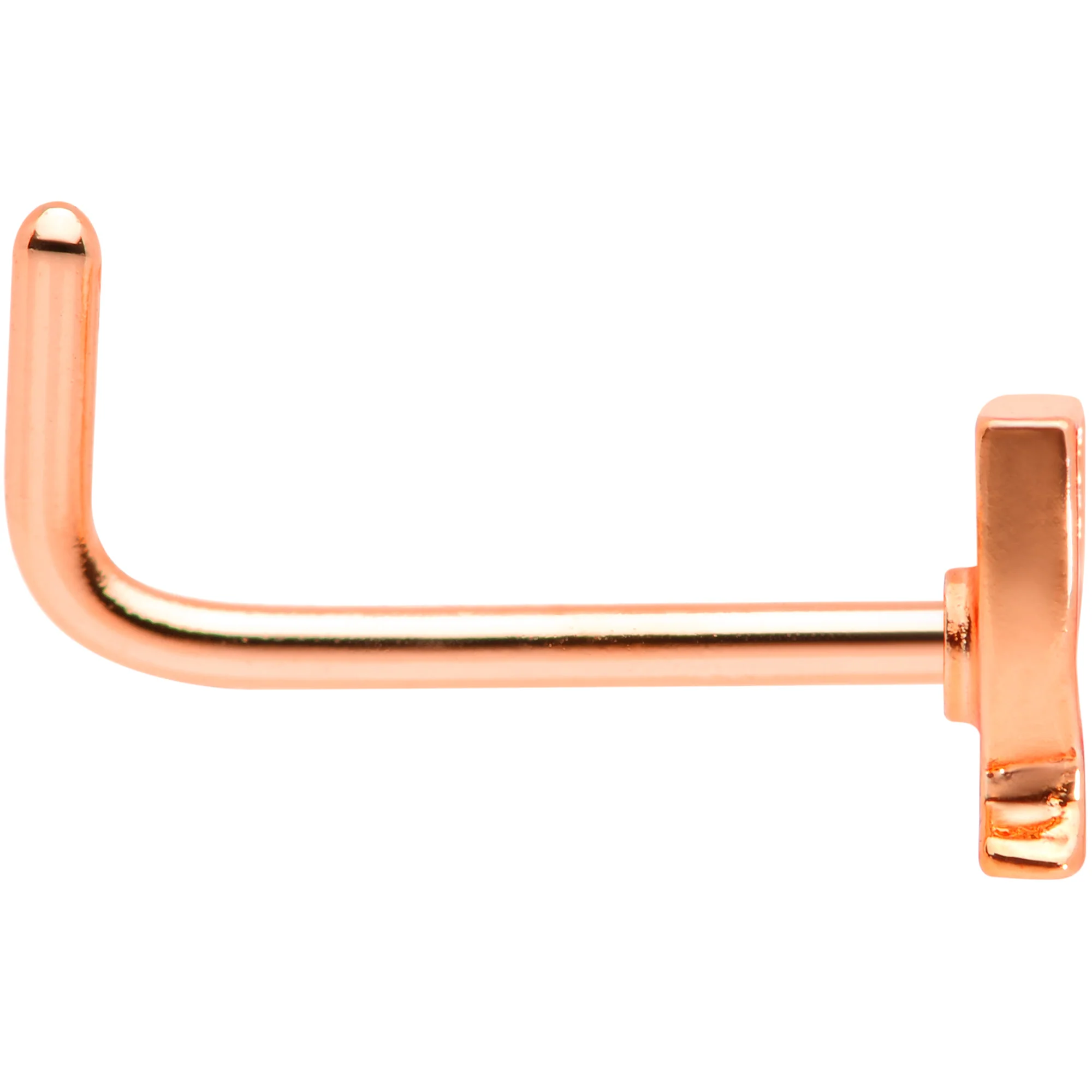 20G 1/4 Rose Gold Tone New Years Champagne L Shaped Nose Ring - Image 3