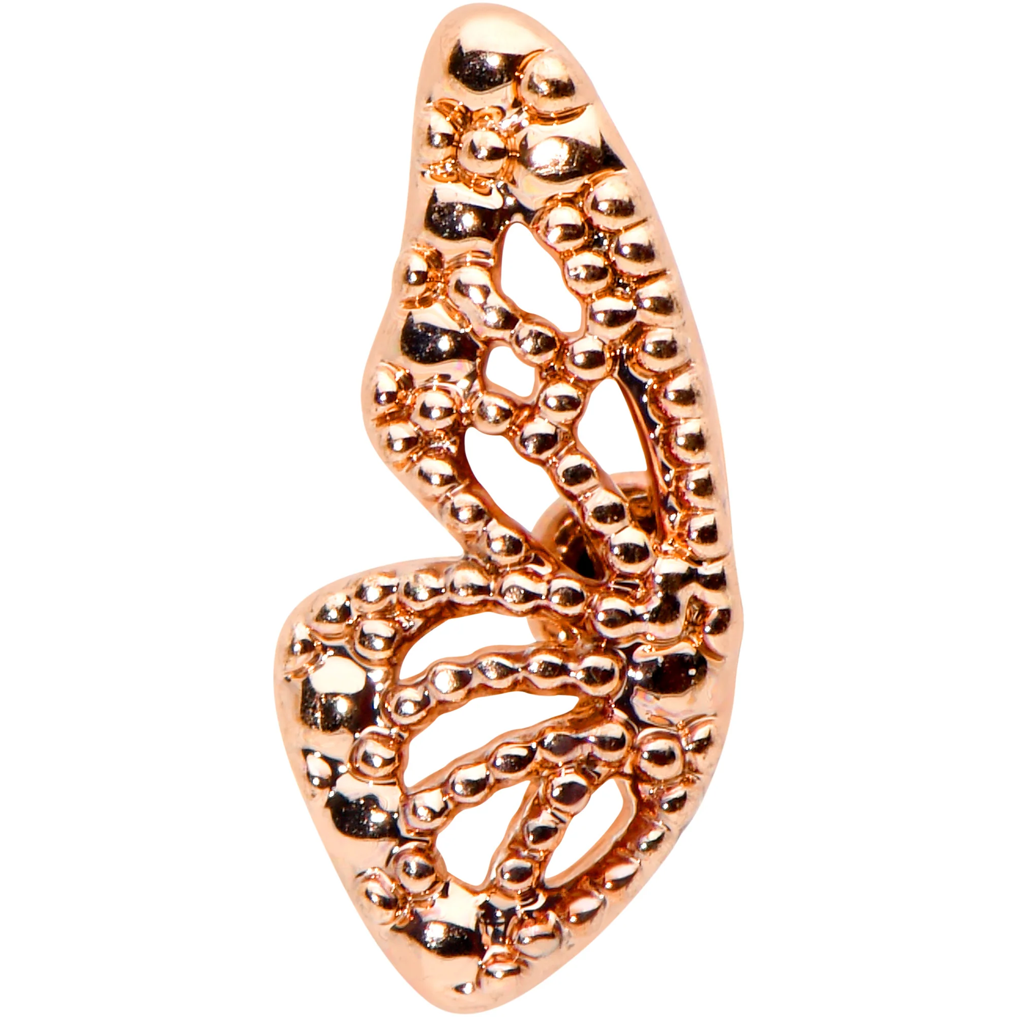 20G 1/4 Rose Gold tone Textured Butterfly Wing Nose Bone - Image 2