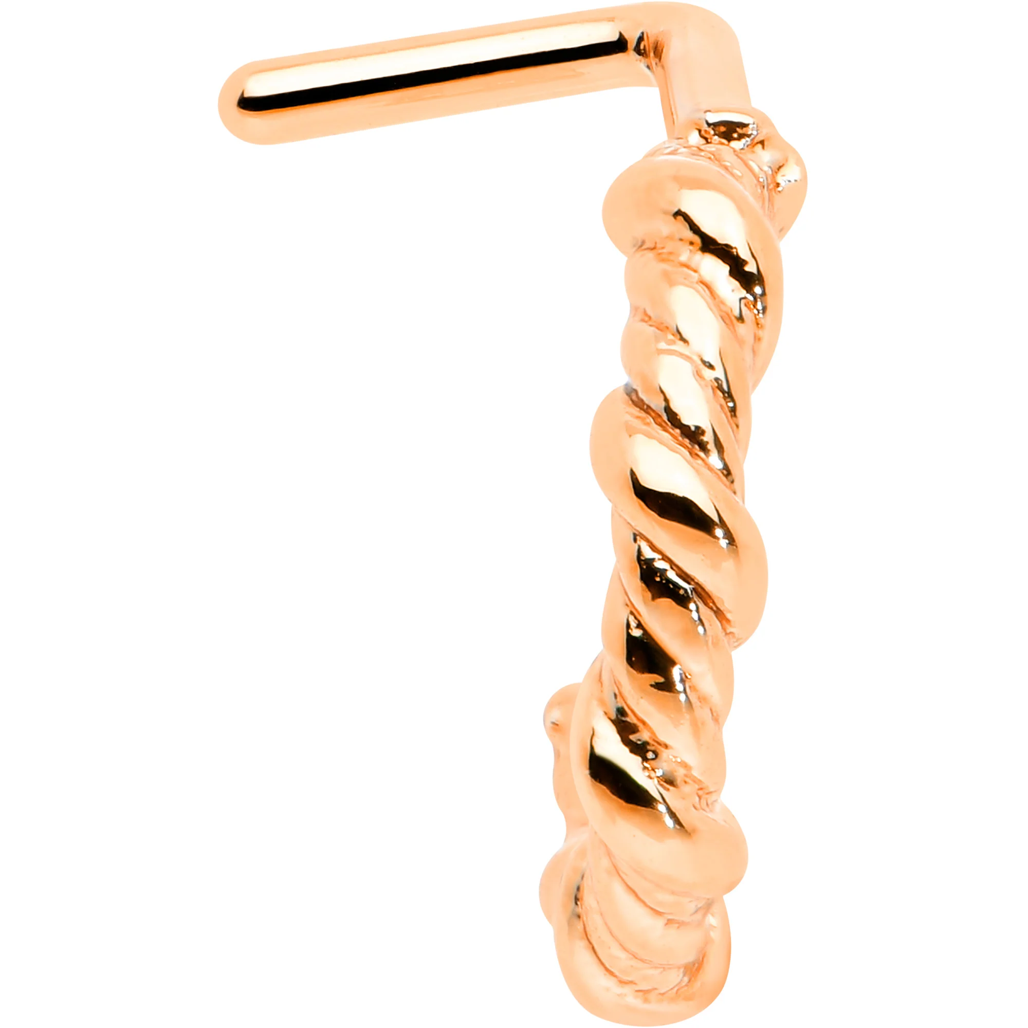 20G 1/4 Rose Gold Tone Wicked Wire Faux Hoop L Shape Nose Ring - Image 2